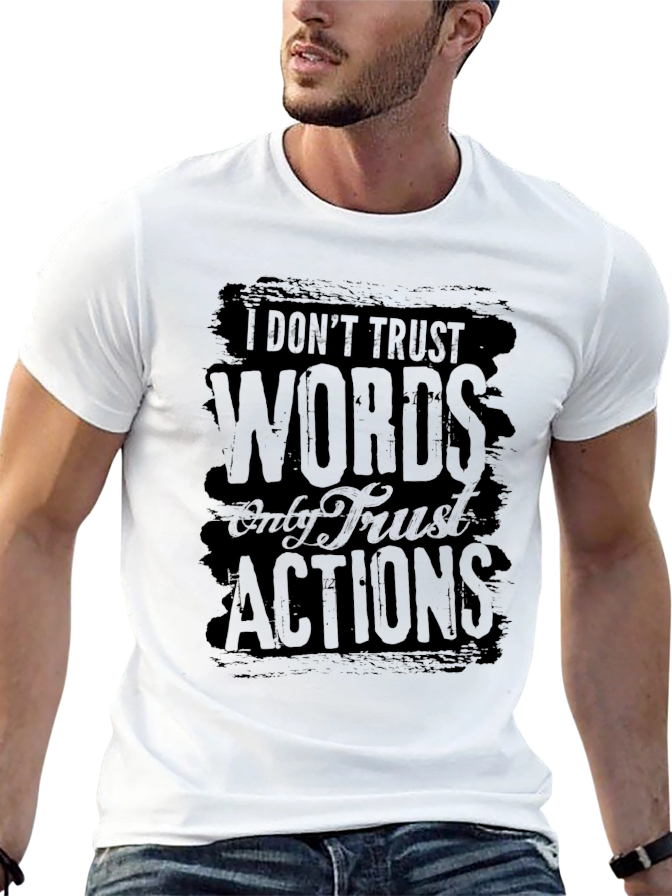 Black I Don't Trust Words Graphic Tee - Black view 13