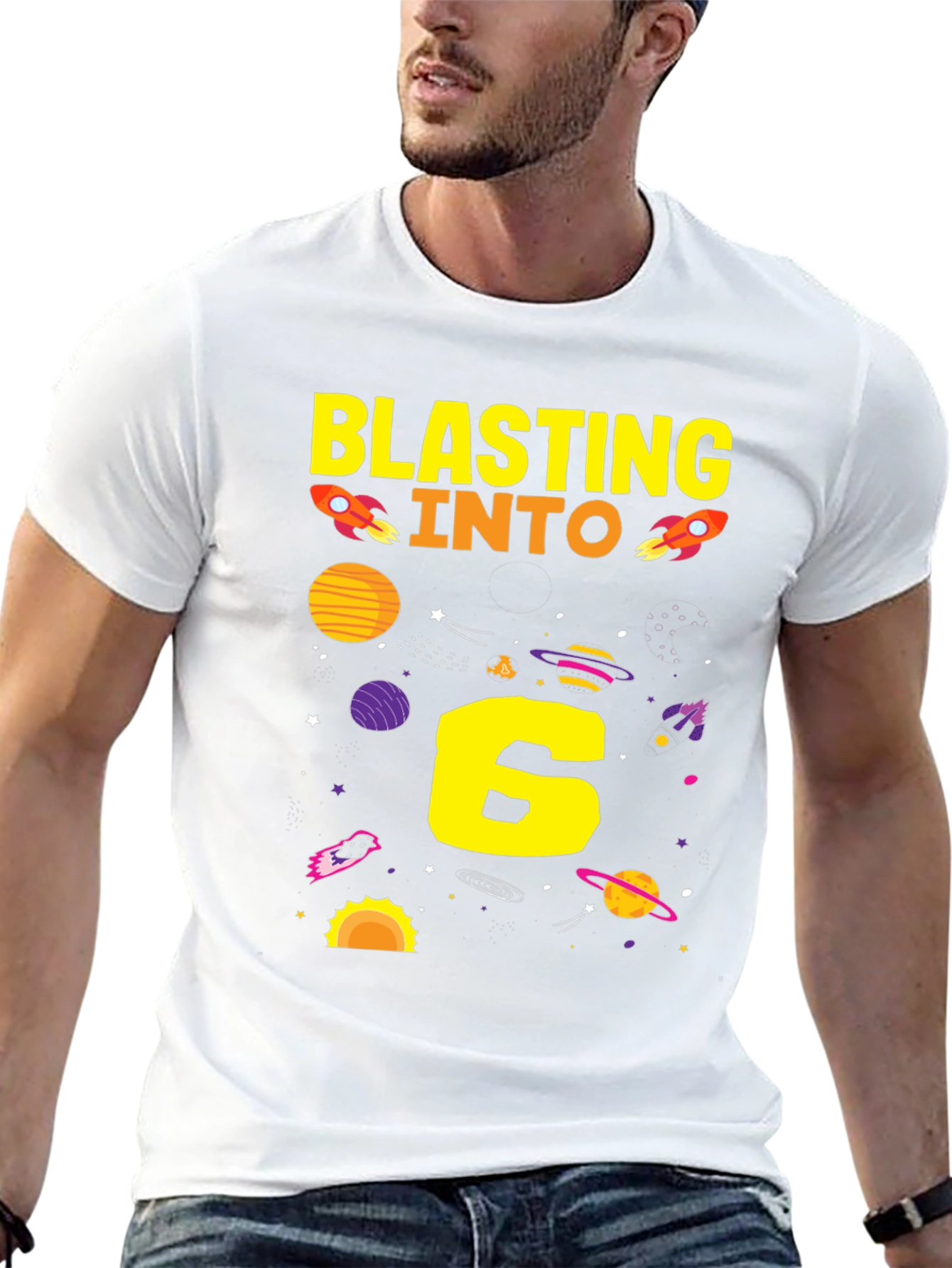 Black Blasting Into 6th Birthday T-Shirt view 13