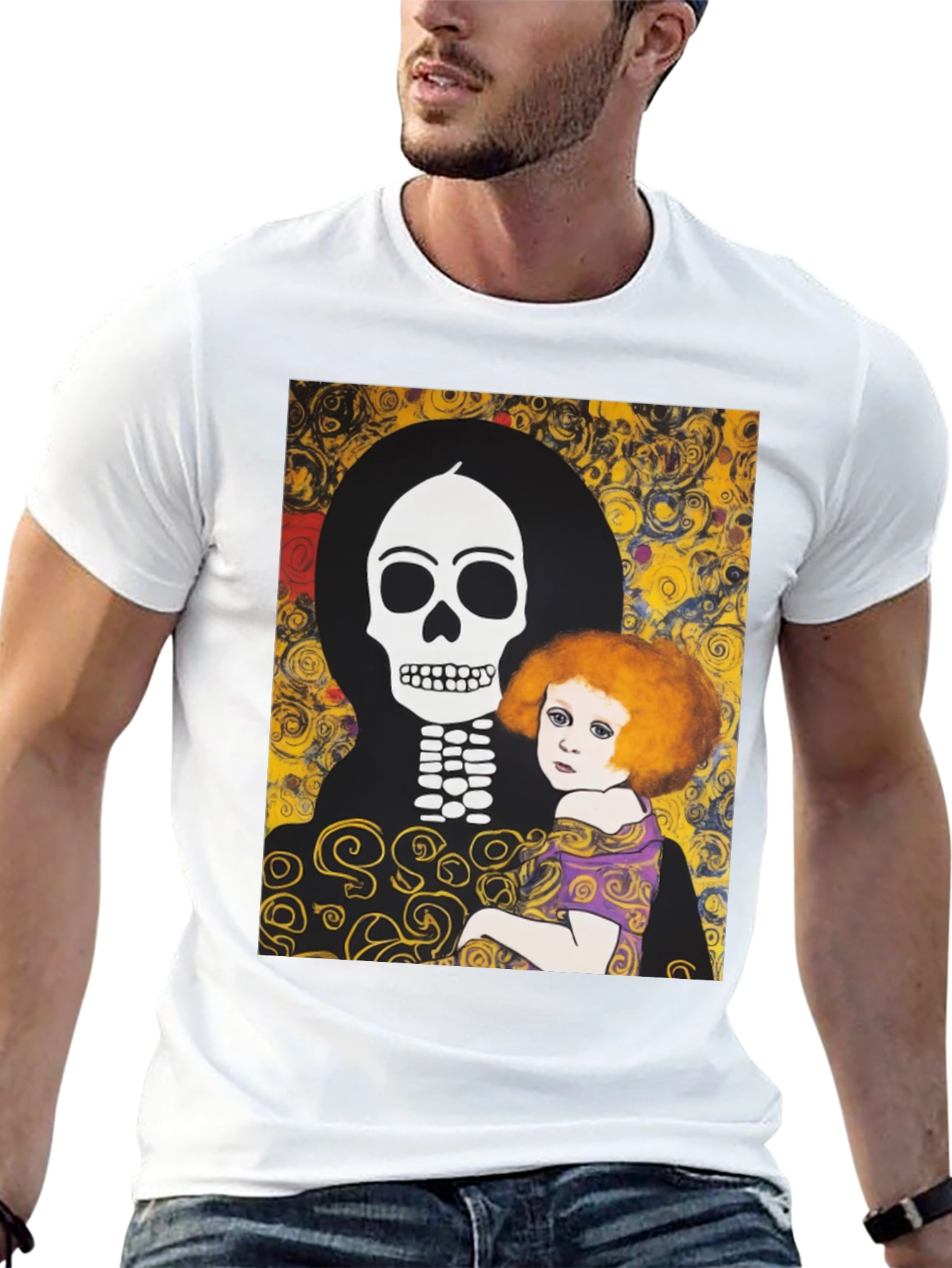 Black Klimt Death & Life Graphic Tee - Dark Humor Art view 13