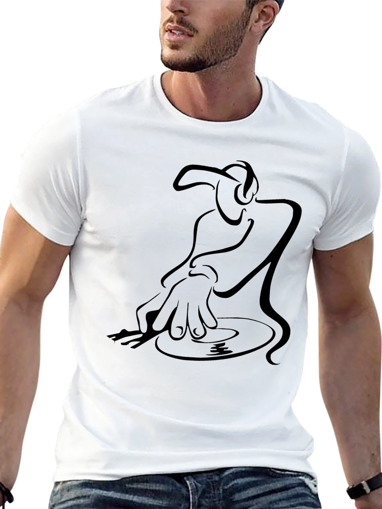 Black DJ Graphic Black T-Shirt - Turntable Design view 13