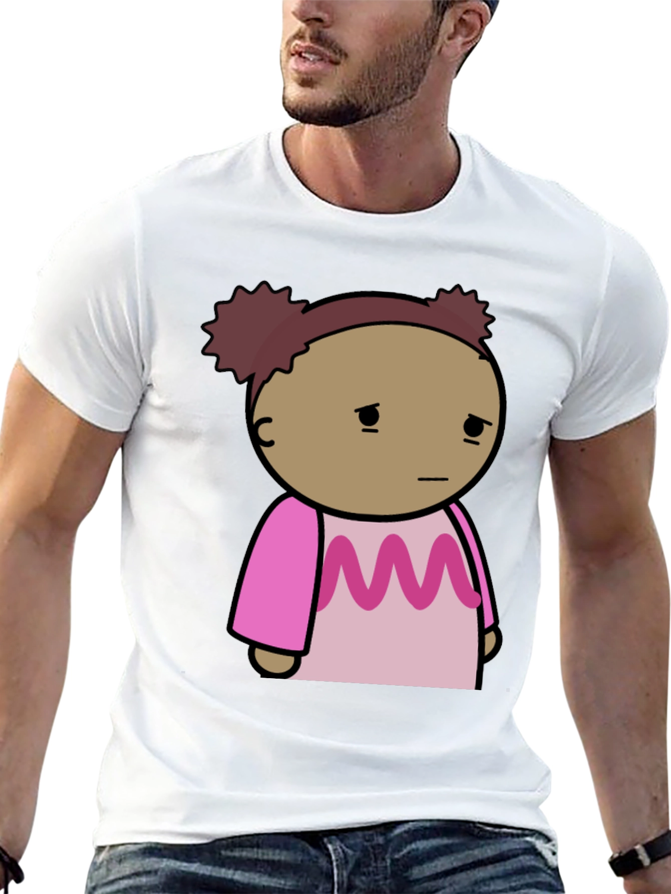 Black Sad Girl Cartoon Graphic T-Shirt view 13