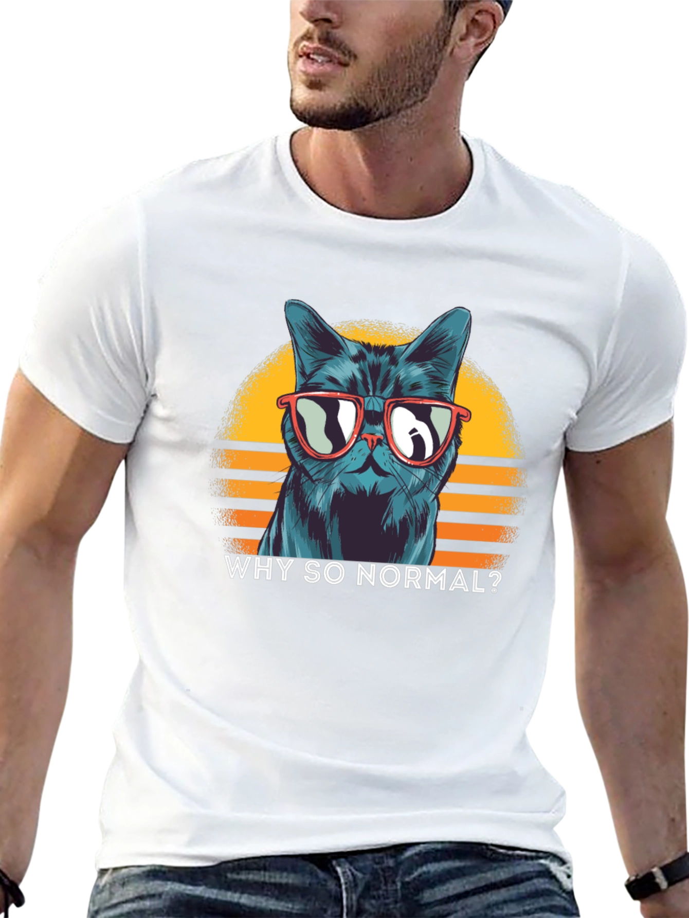 Black Cool Cat T-Shirt: Why So Normal? view 13