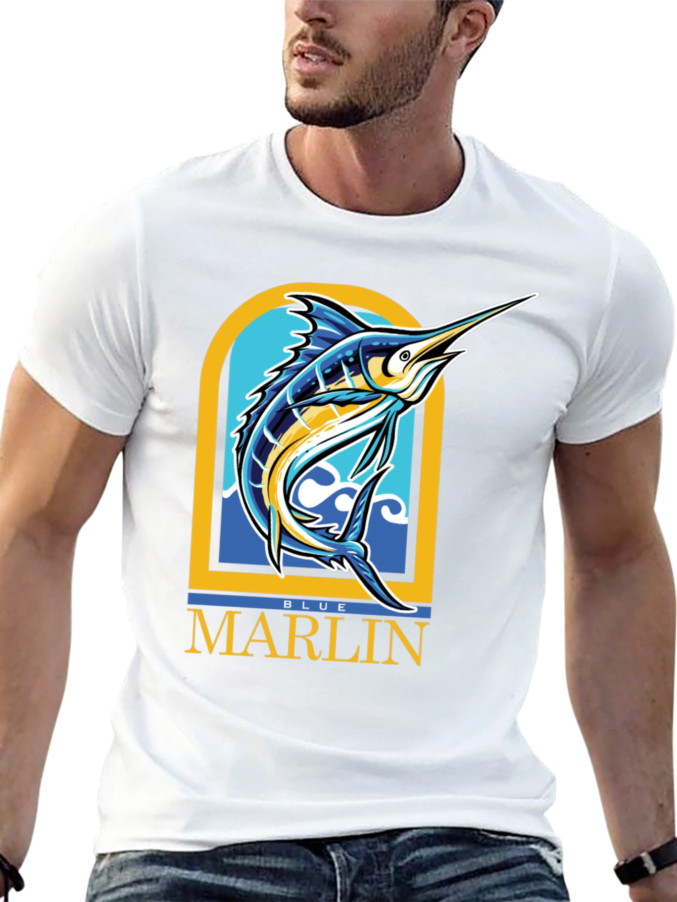 Black Blue Marlin Graphic T-Shirt - Men's Black Tee view 13