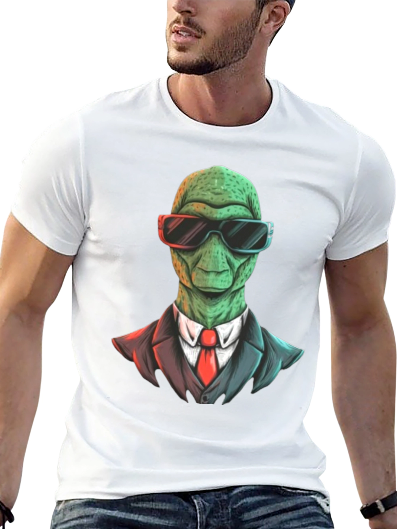 Black Alien in Suit Graphic T-Shirt view 13