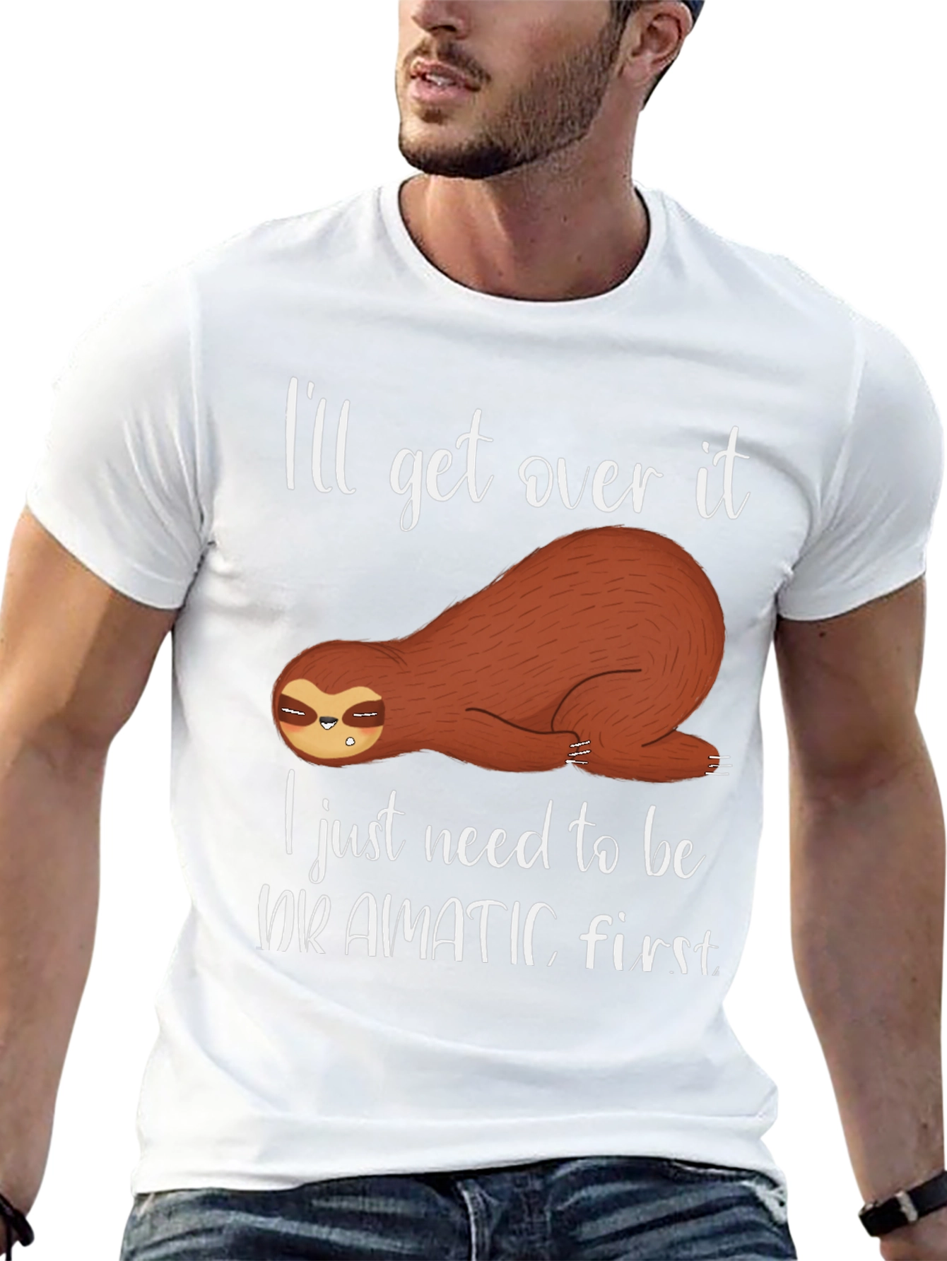 Black Dramatic Sloth T-Shirt - Funny Graphic Tee view 13