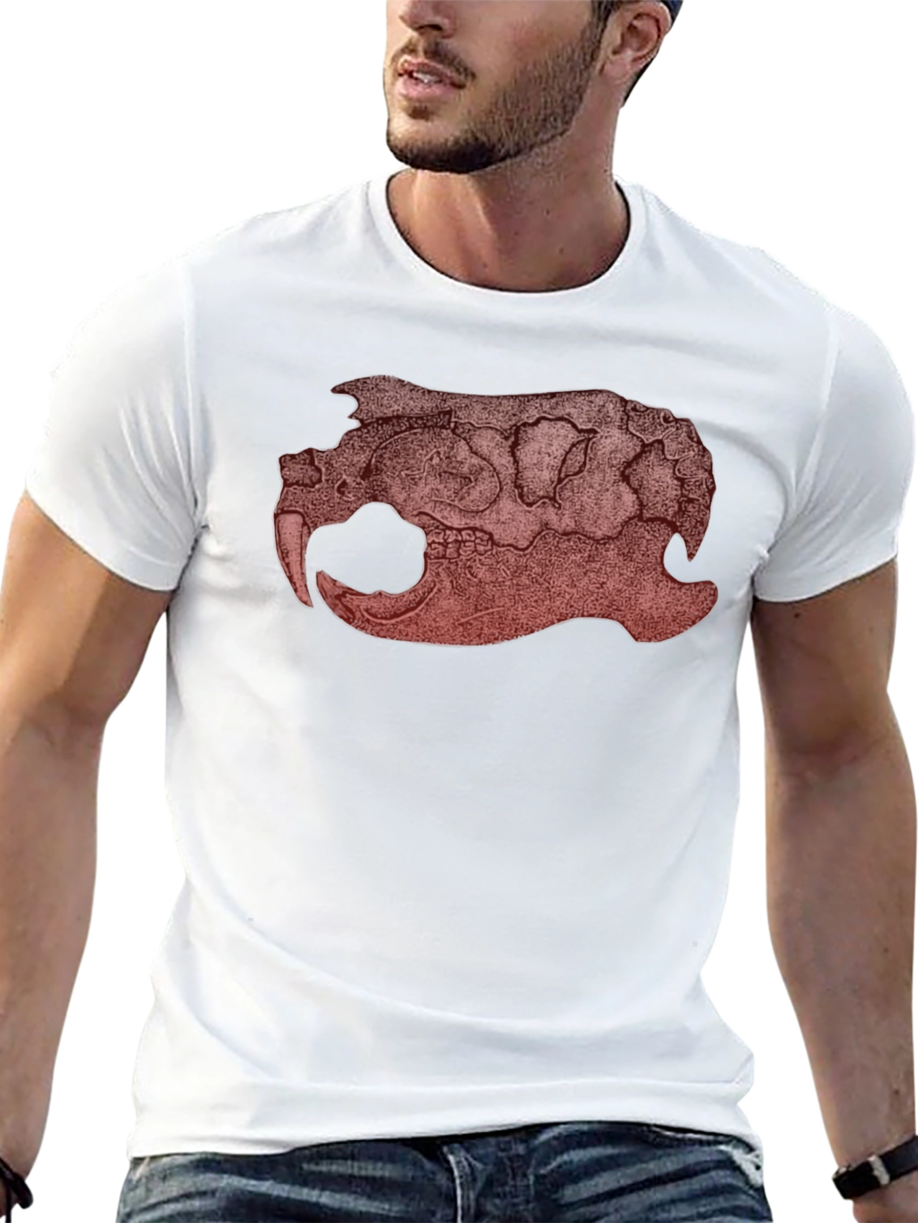 Black Graphic Beaver Skull Print Black T-Shirt view 13