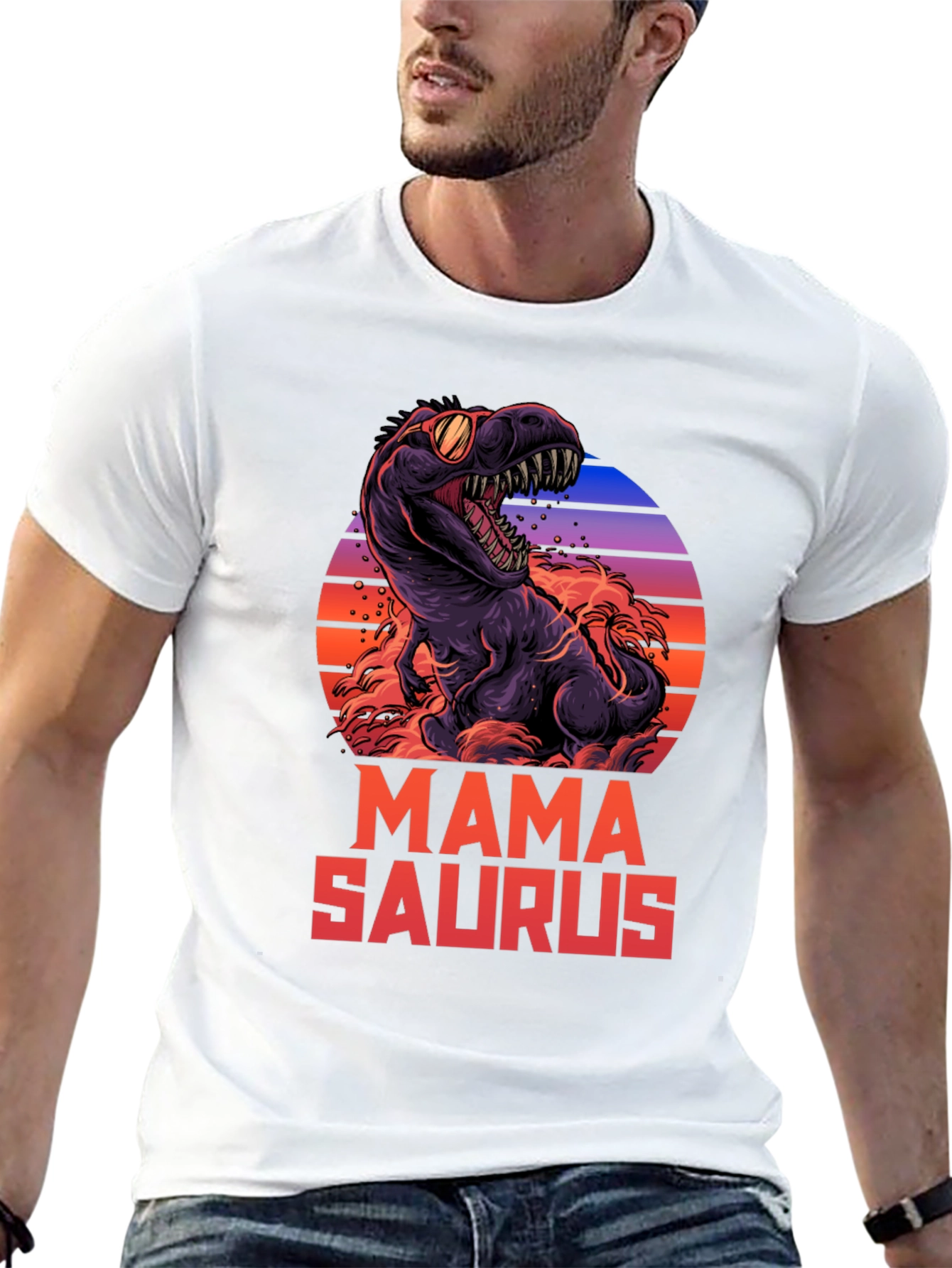 Black Mama Saurus Dinosaur Graphic T-Shirt view 13