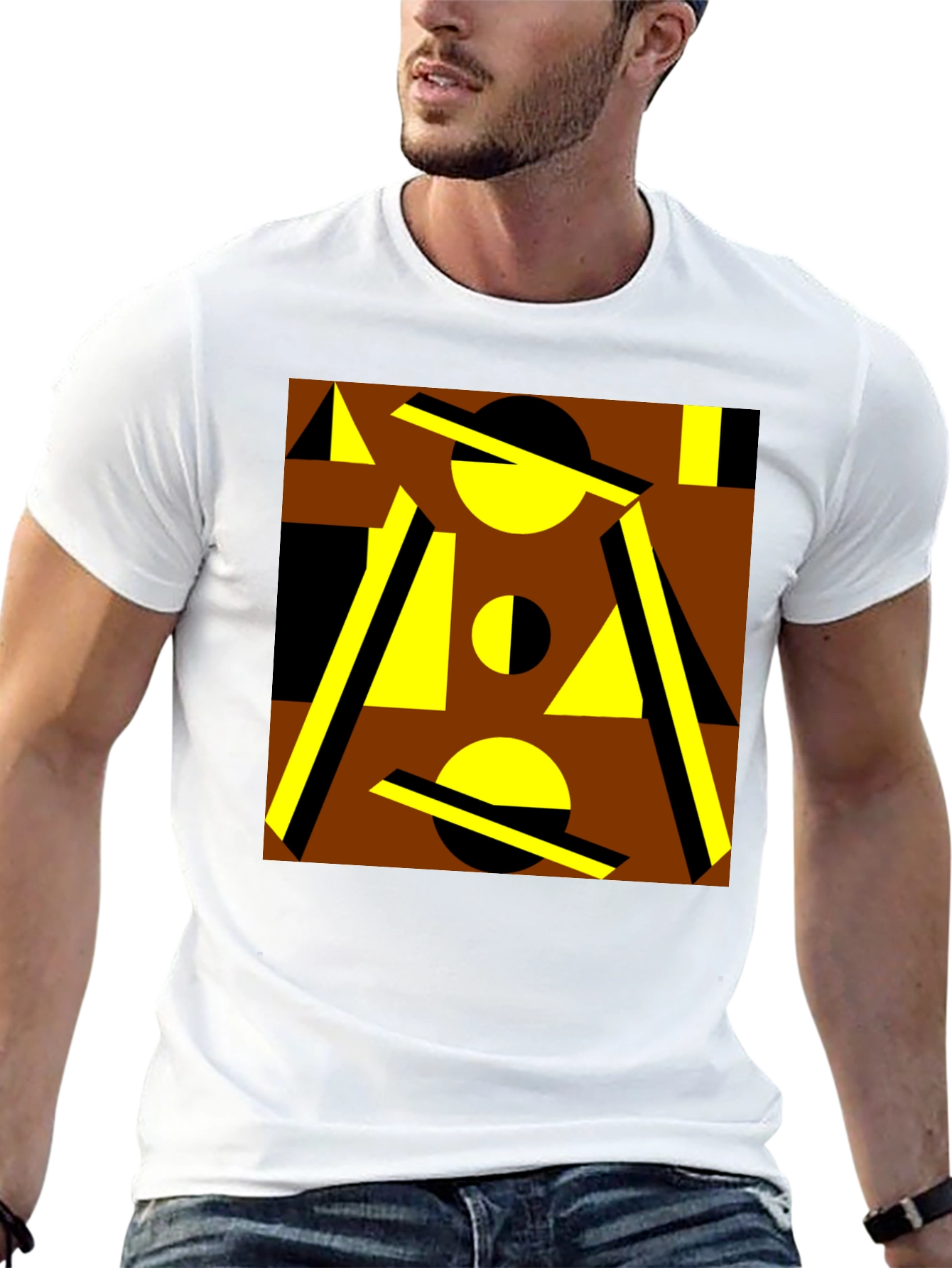 Black Geometric Pattern Graphic Tee view 13