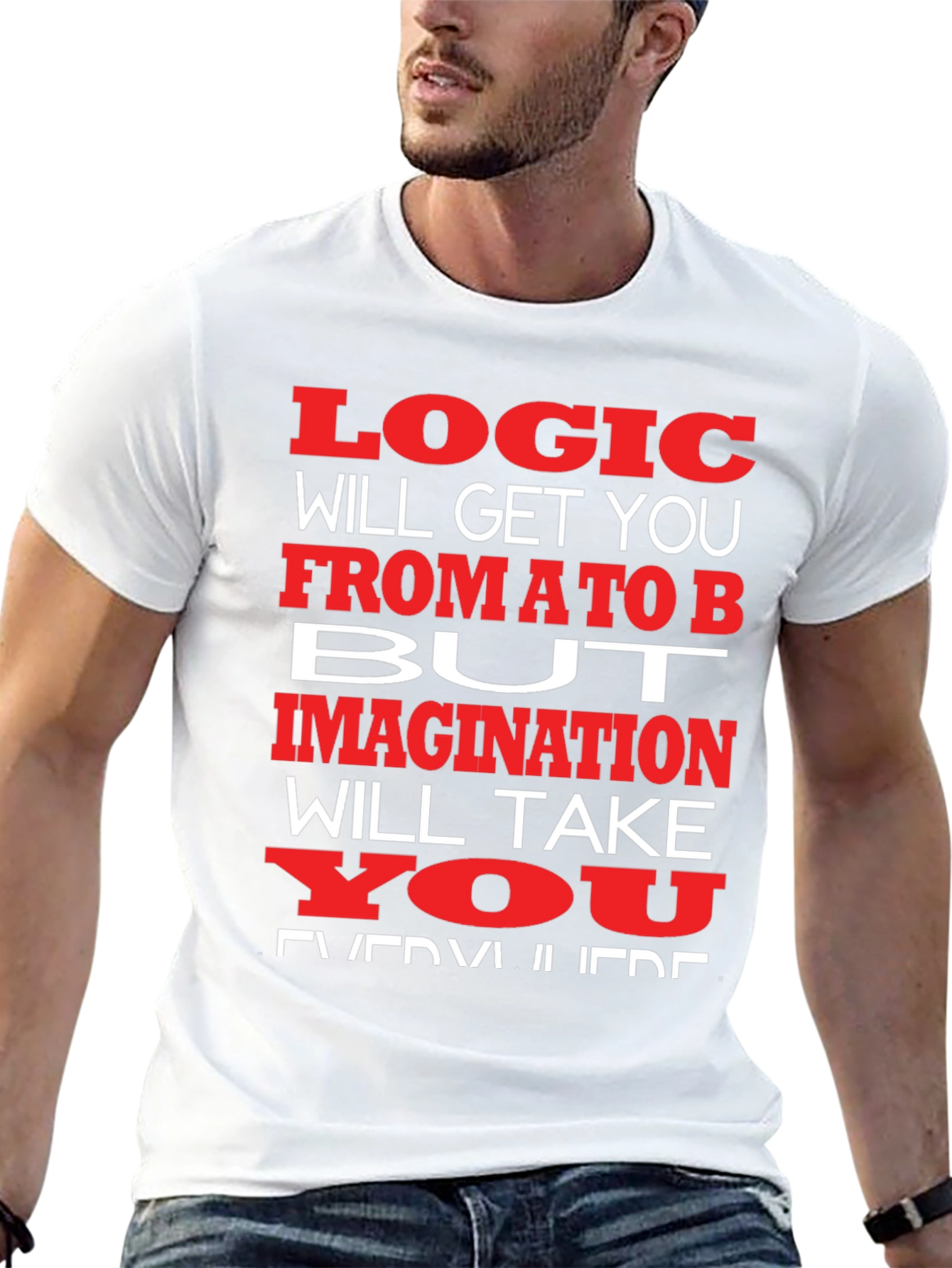 Black Logic vs. Imagination Graphic T-Shirt view 13