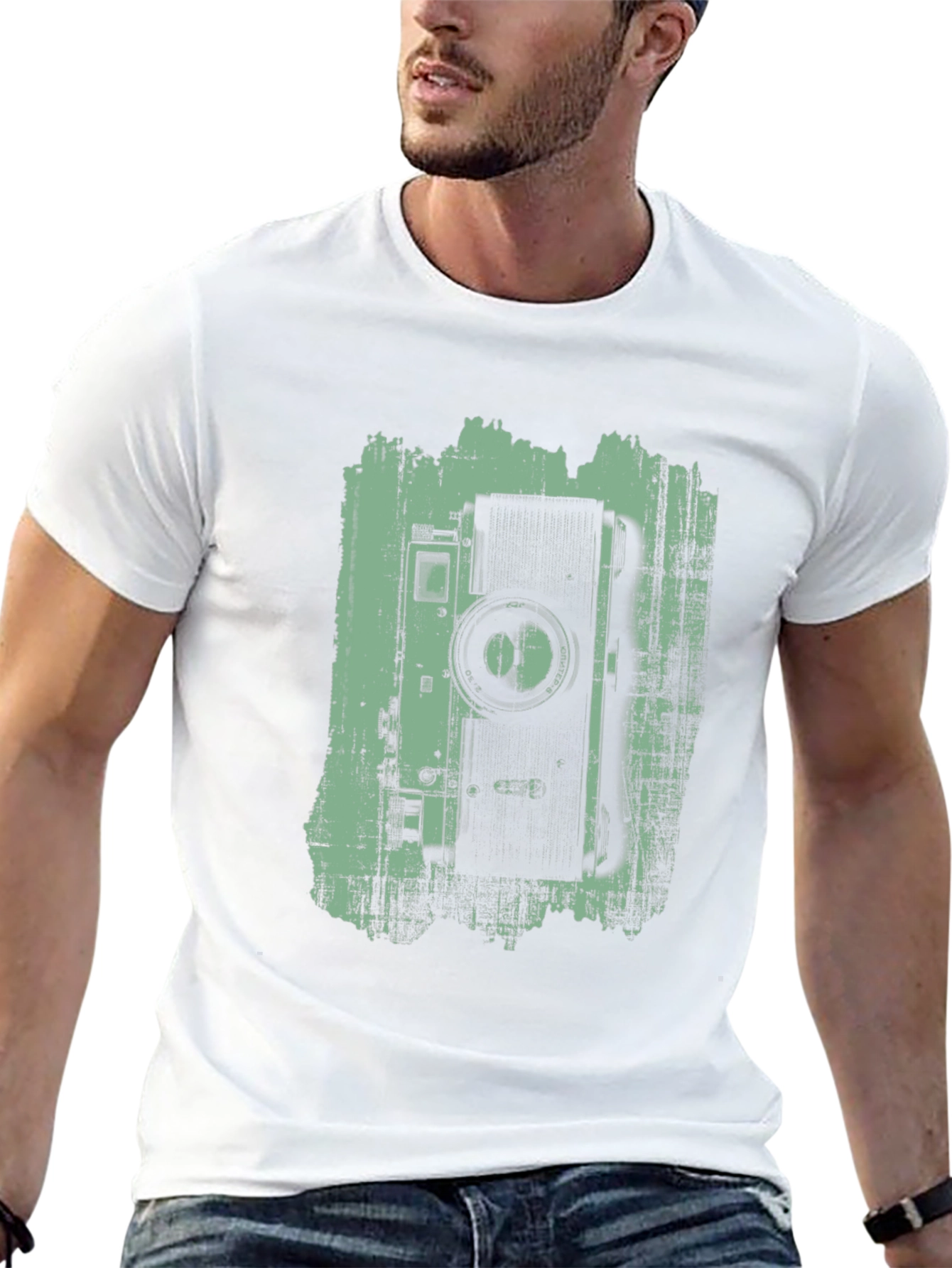 Black Vintage Camera Graphic Tee - Black Cotton T-Shirt view 13