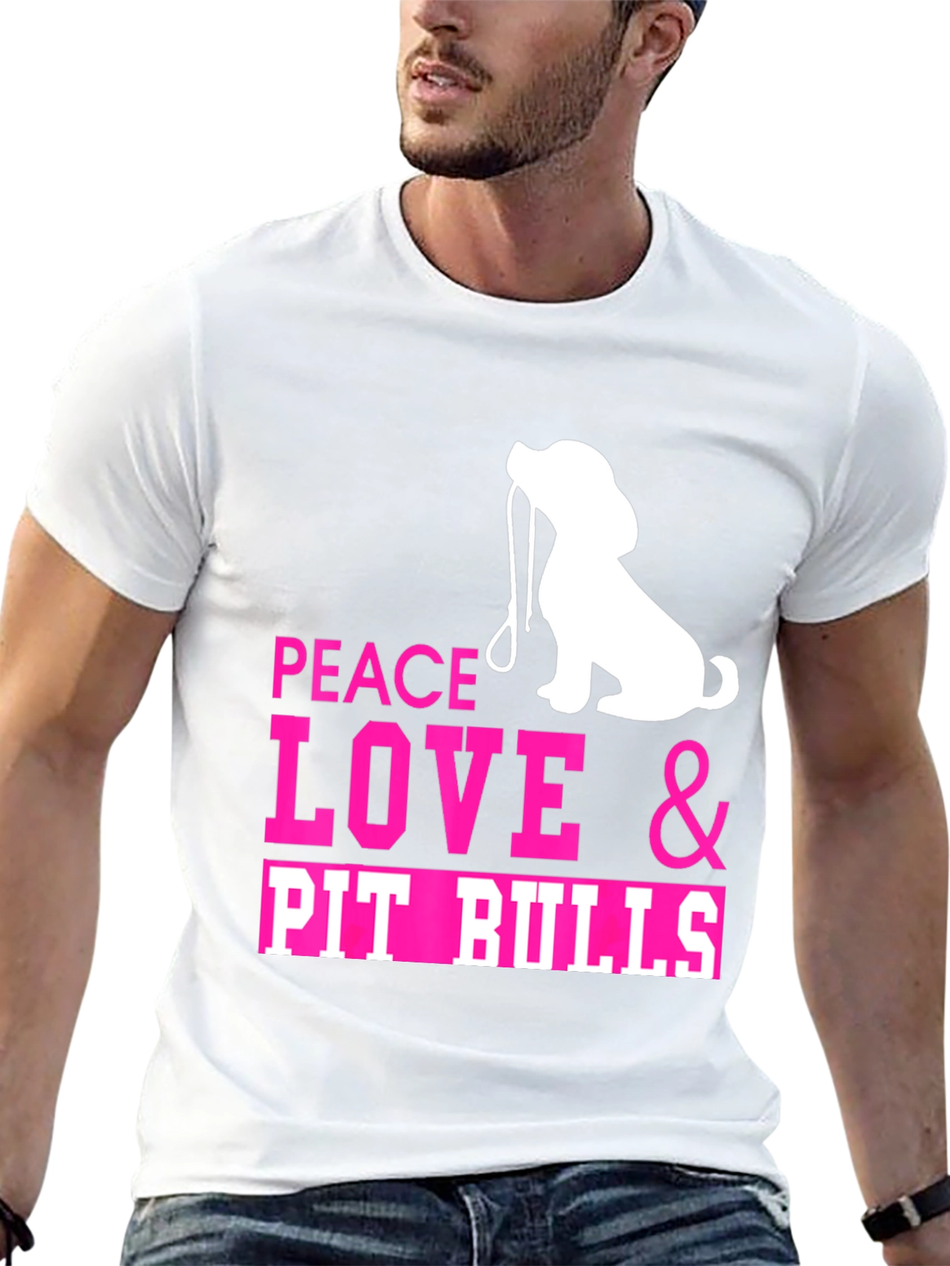 Black Peace Love & Pit Bulls T-Shirt view 13