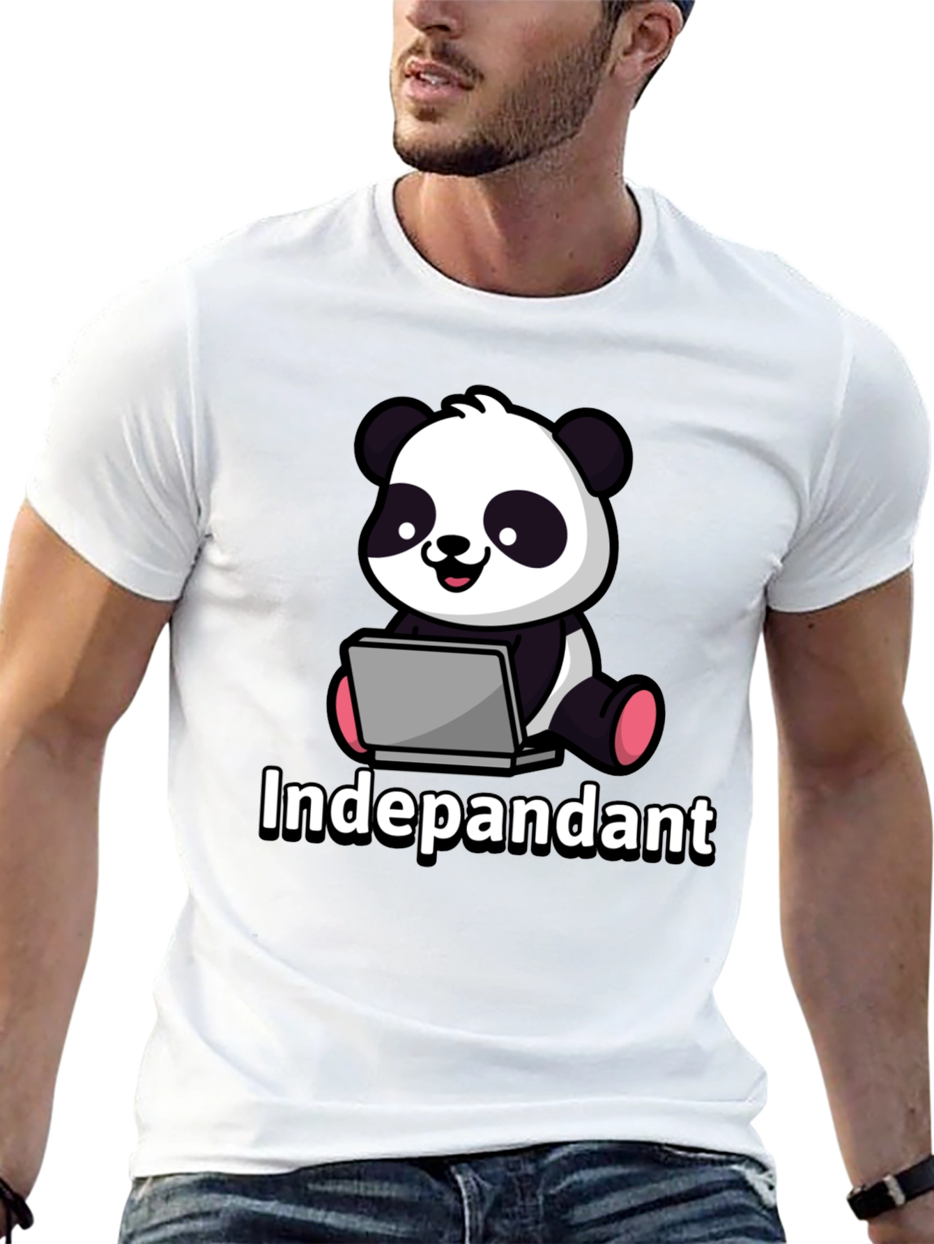 Black Independant Panda Graphic Tee - Soft Black Cotton T-Shirt view 13
