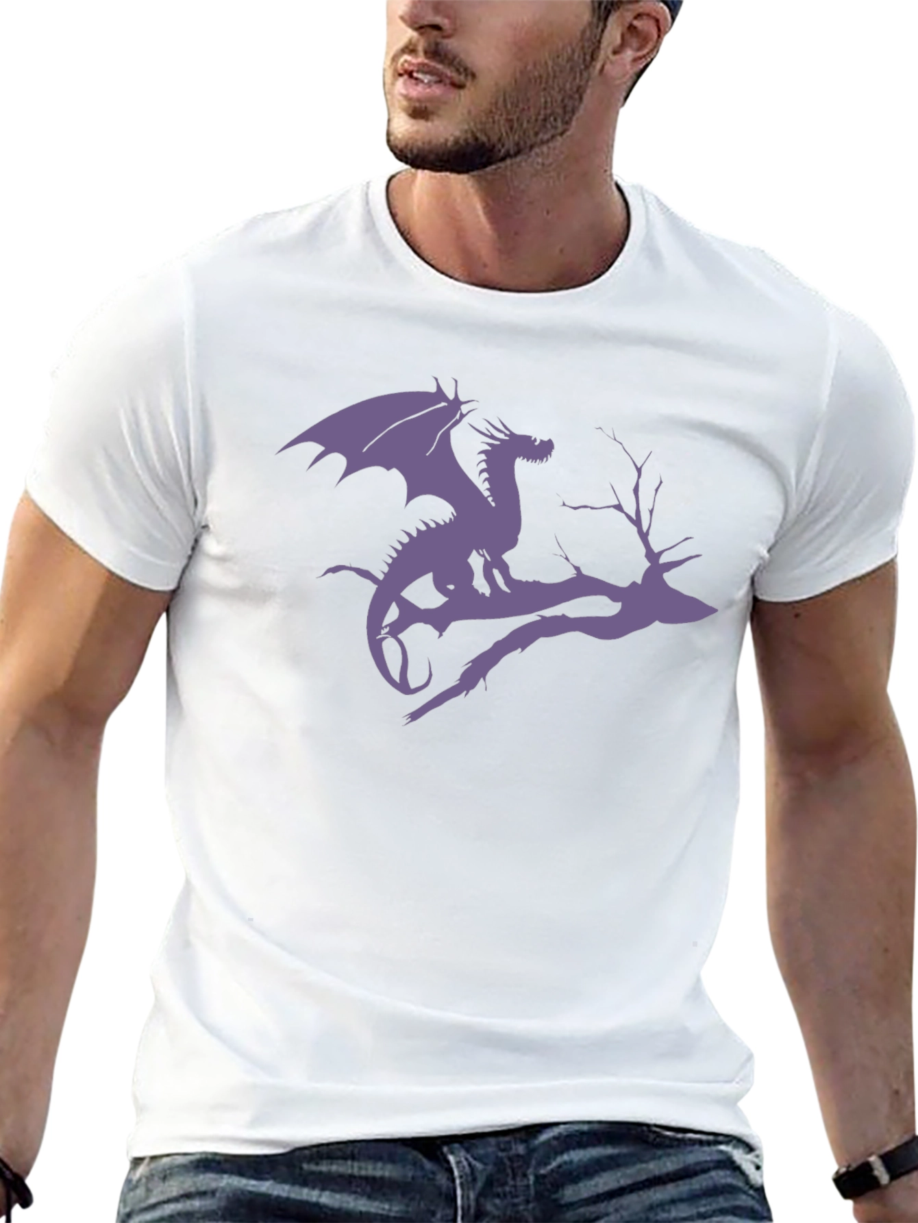 Black Dragon Silhouette Tee - Fantasy Black T-Shirt view 13