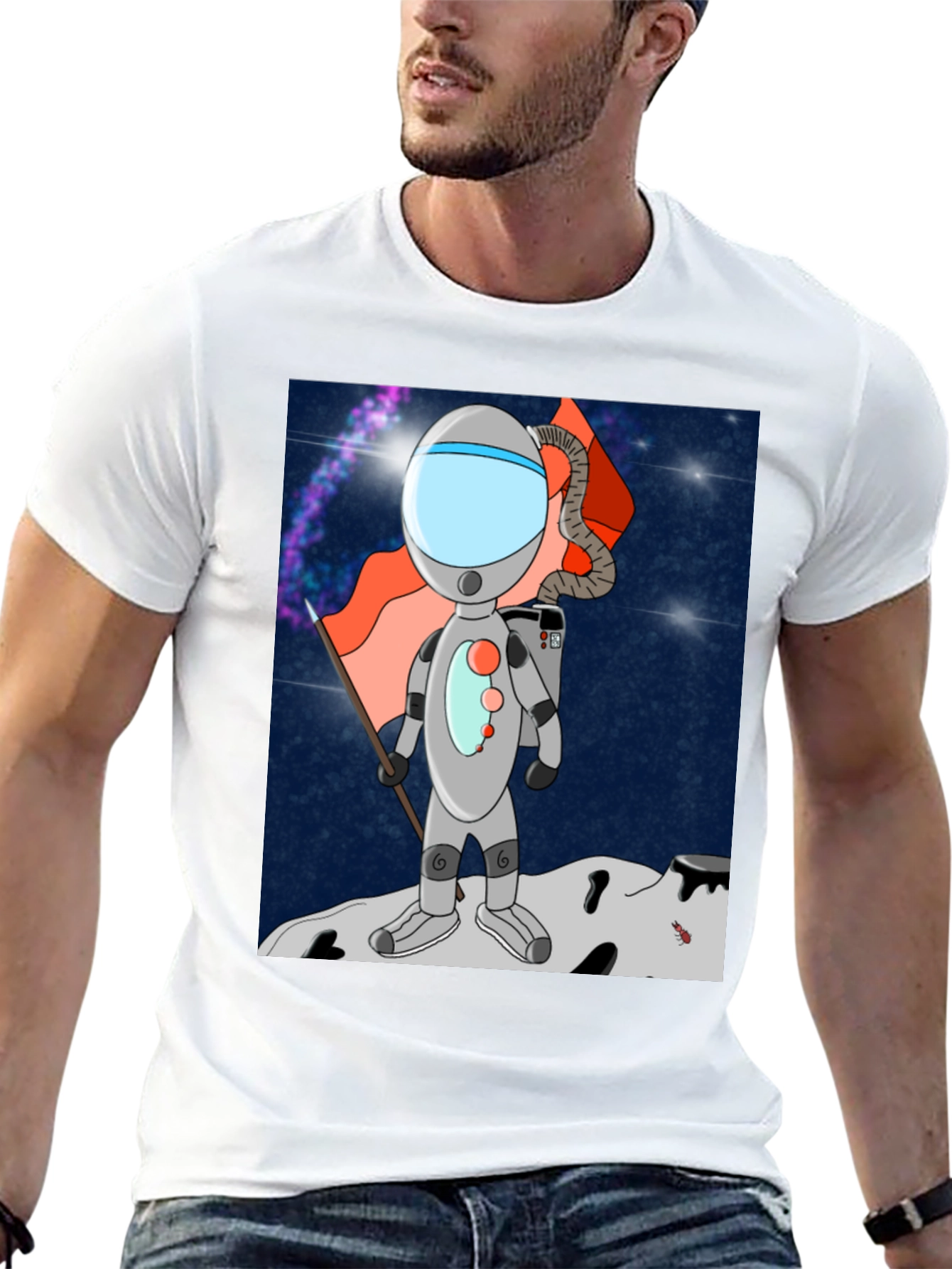 Black Astronaut Cartoon Graphic Tee view 13