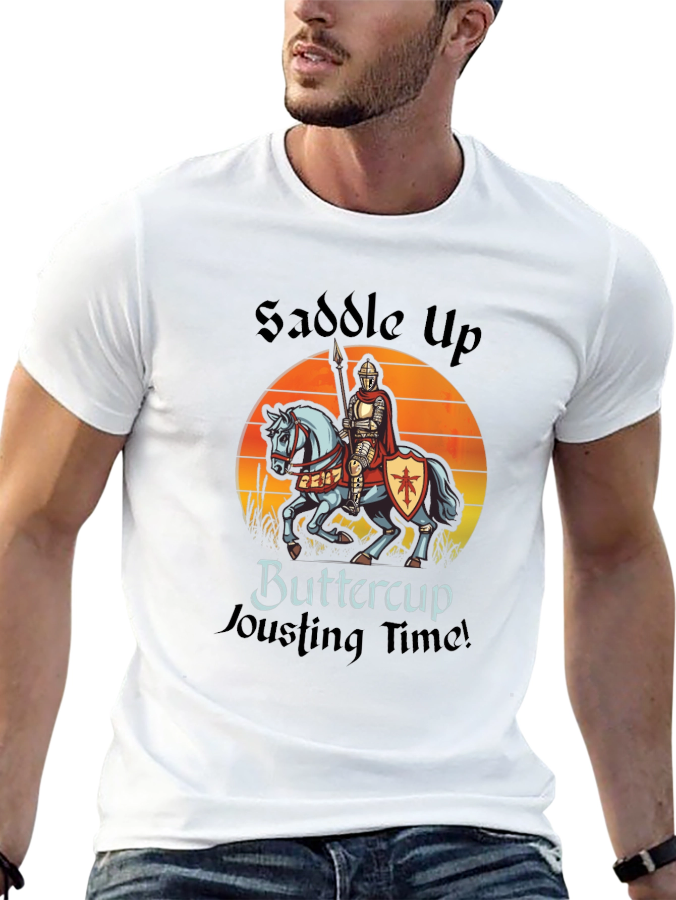 Black Saddle Up Buttercup Jousting T-Shirt view 13
