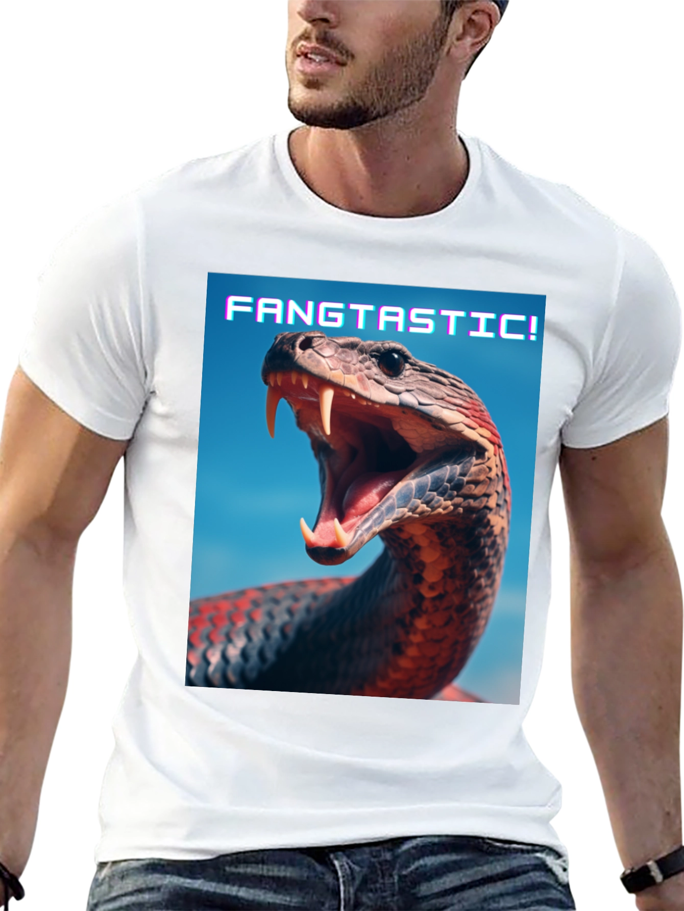 Black Fangtastic Snake Graphic Tee - Unique Animal Print Shirt view 13