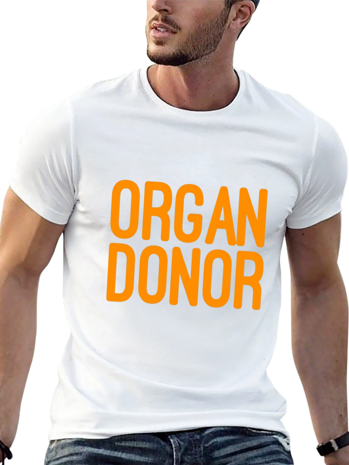 Black Organ Donor T-Shirt - Black Cotton Tee view 13