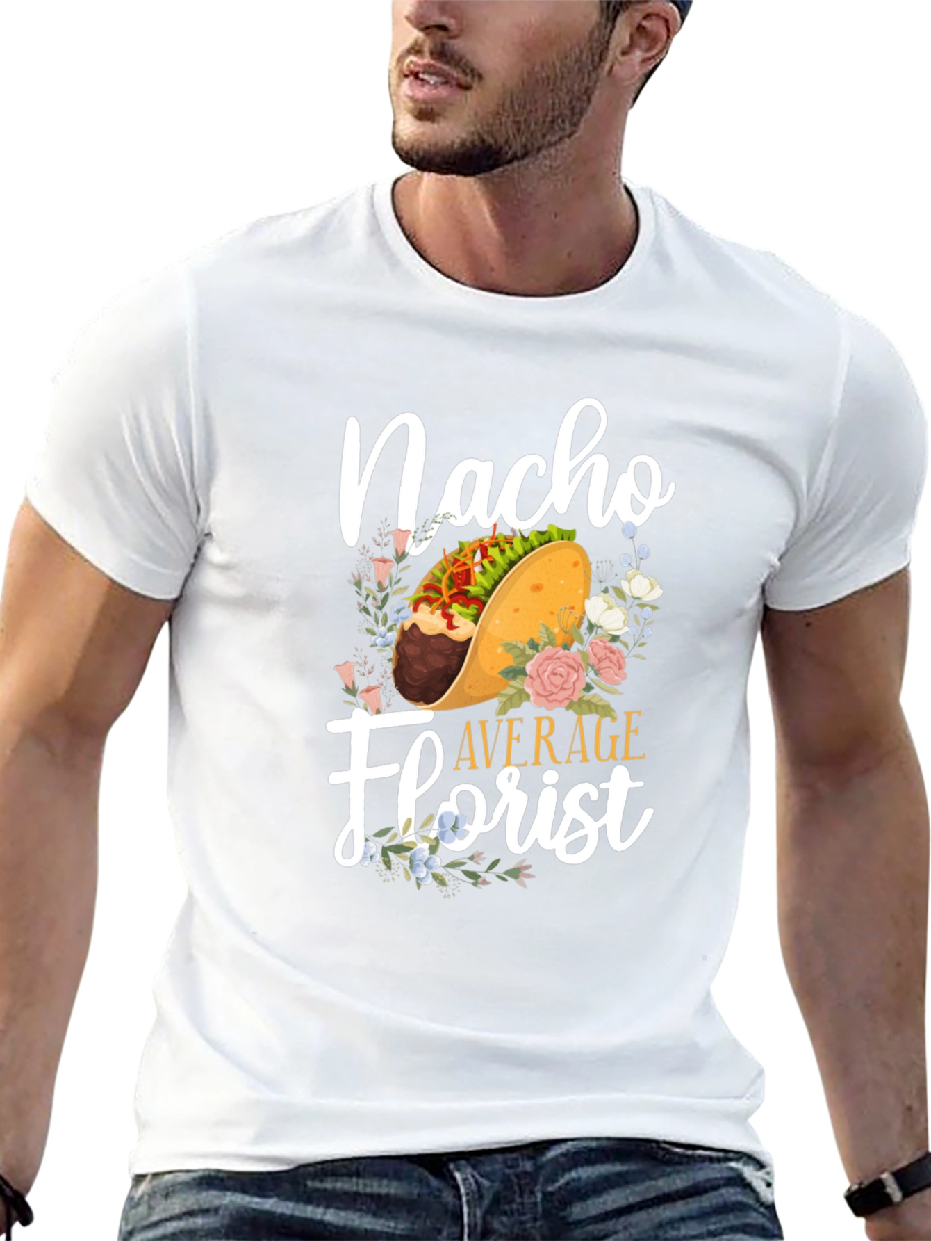 Black Nacho Average Florist T-Shirt - Unique Floral Graphic Tee view 13