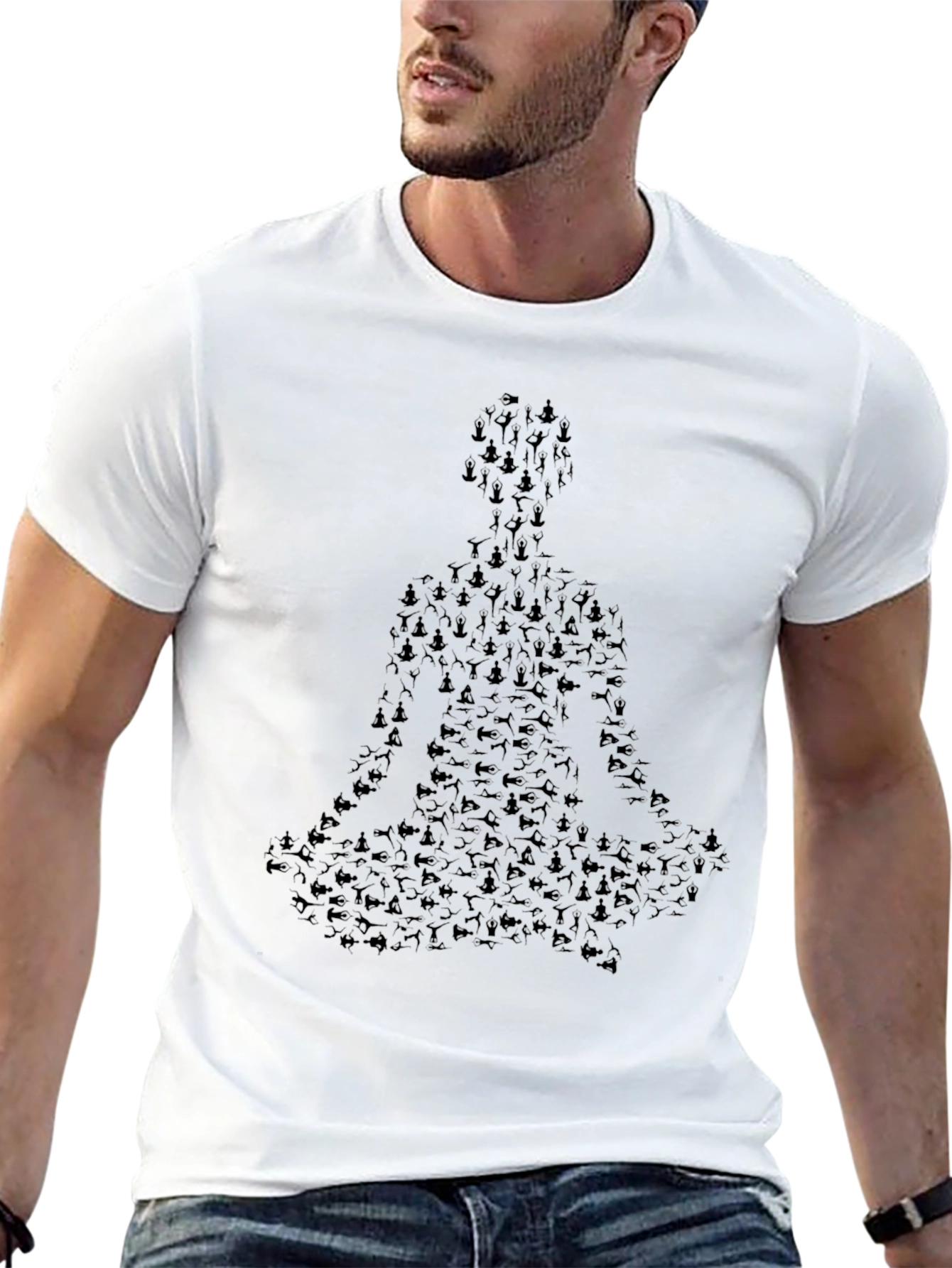 Black Yoga Pose Silhouette Graphic T-Shirt - Black view 13