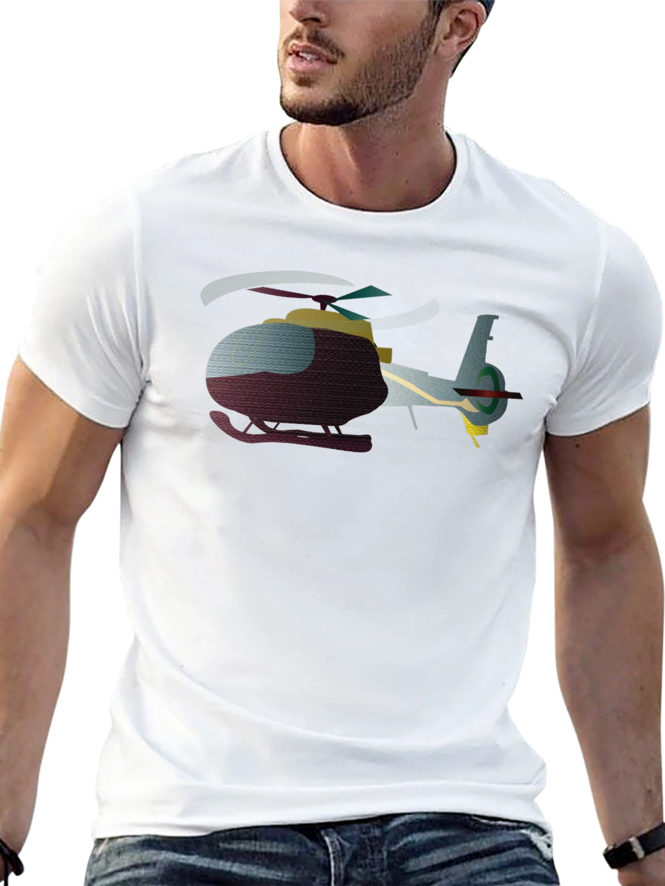 Black Helicopter Graphic T-Shirt - Black Crew Neck view 13