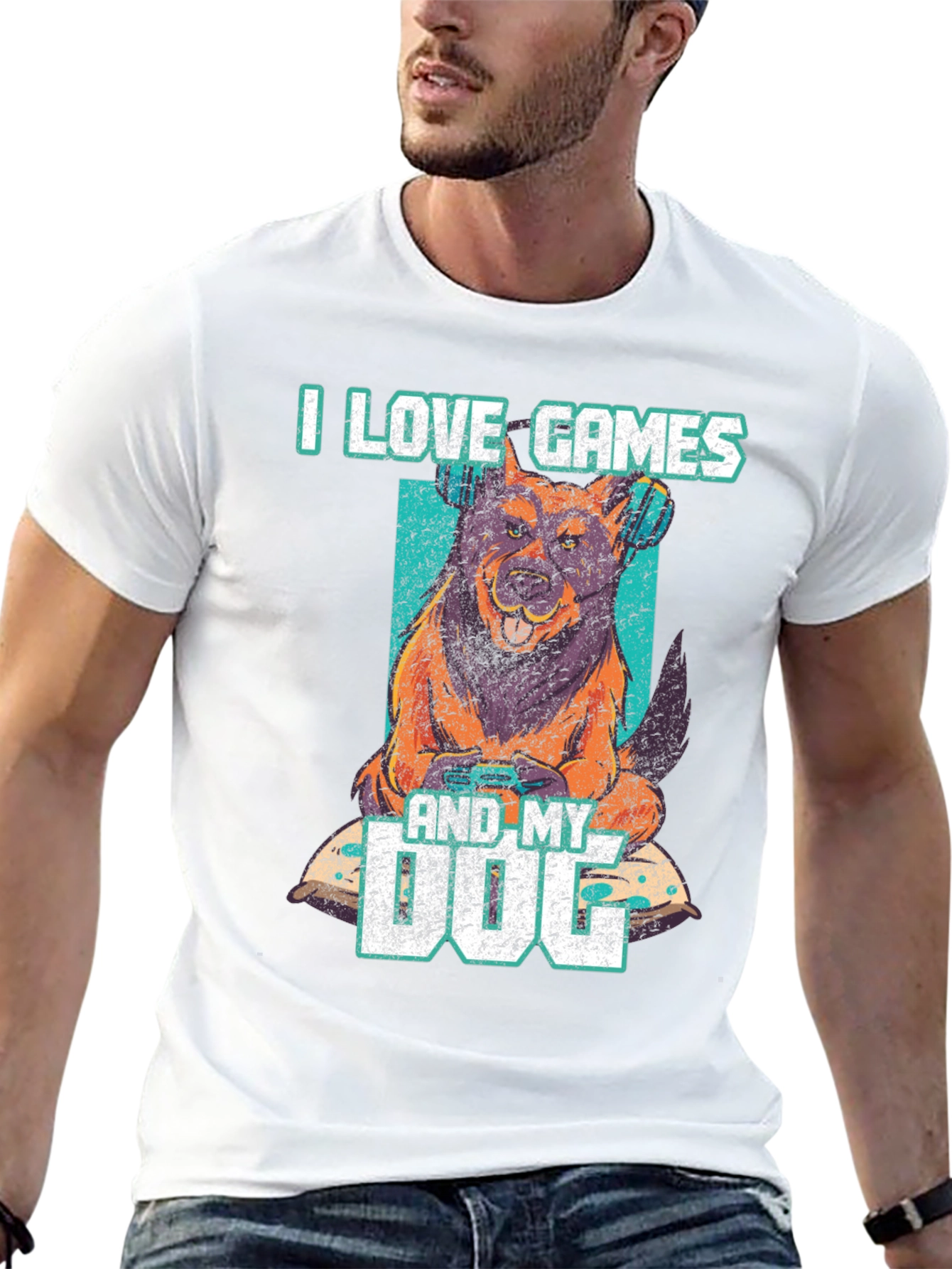 Black I Love Games & My Dog Graphic T-Shirt view 13