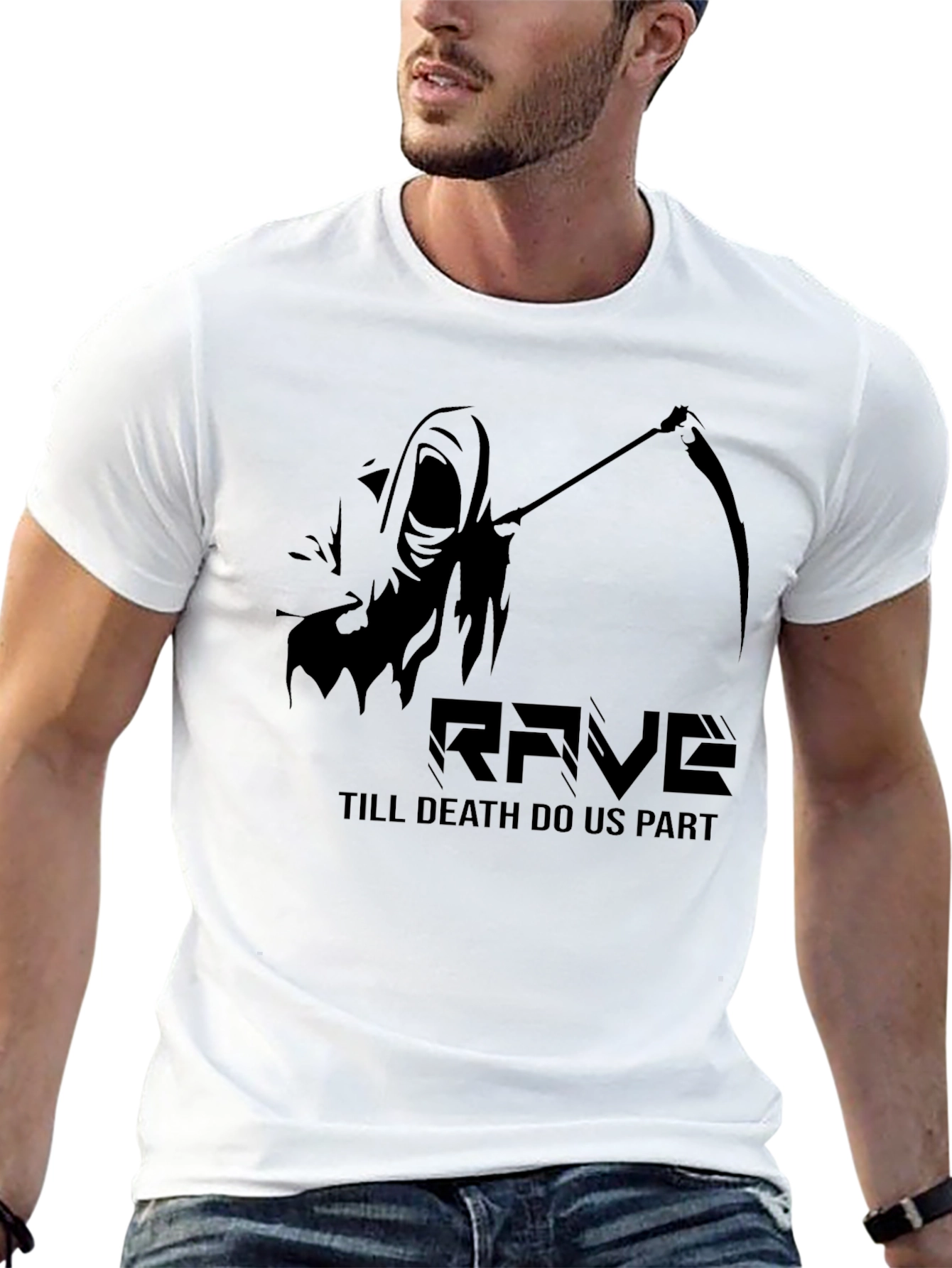 Black Rave Till Death T-Shirt - Grim Reaper Graphic Tee view 13