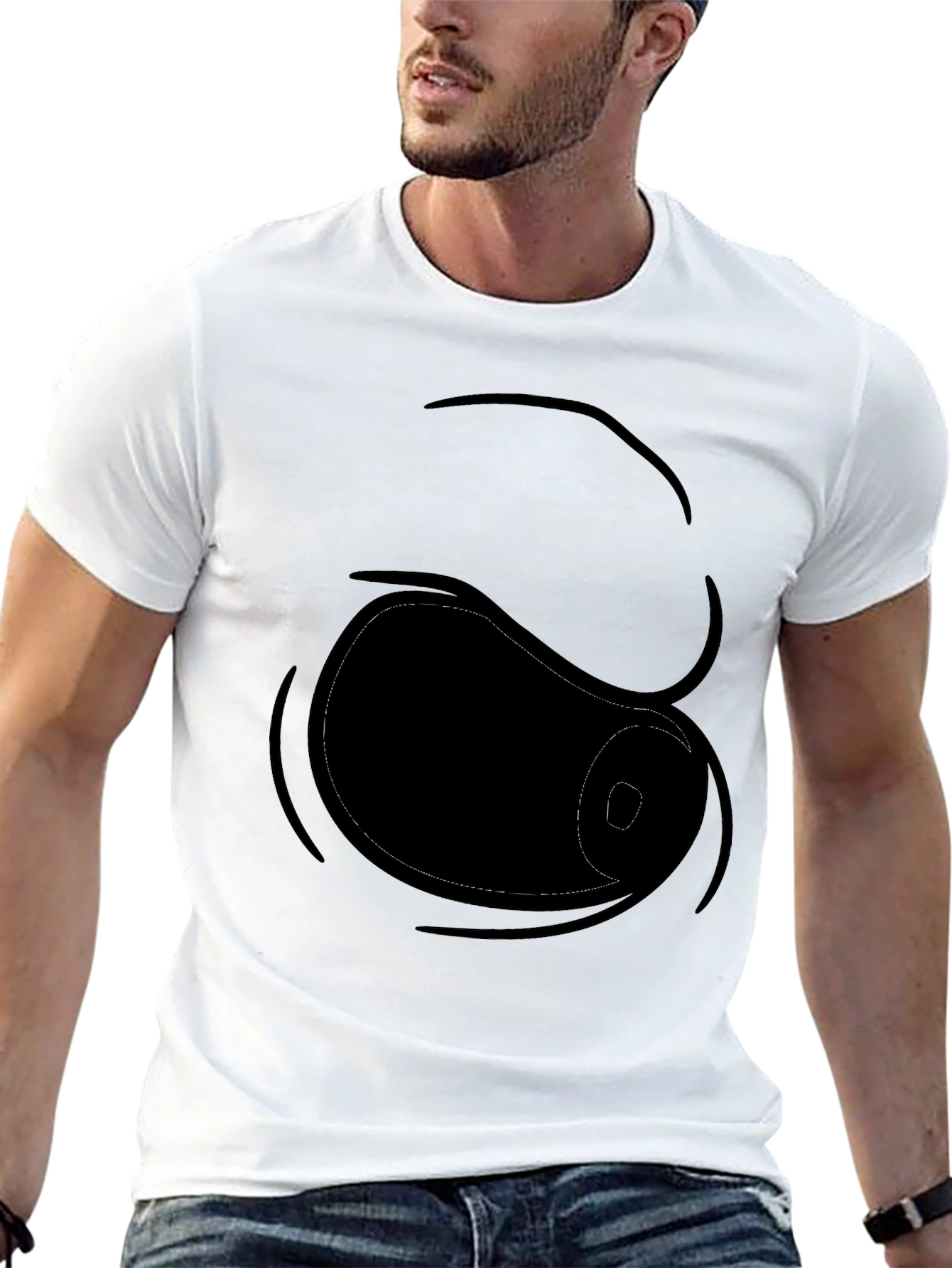 Black Funny Cartoon Eye Black T-Shirt view 13