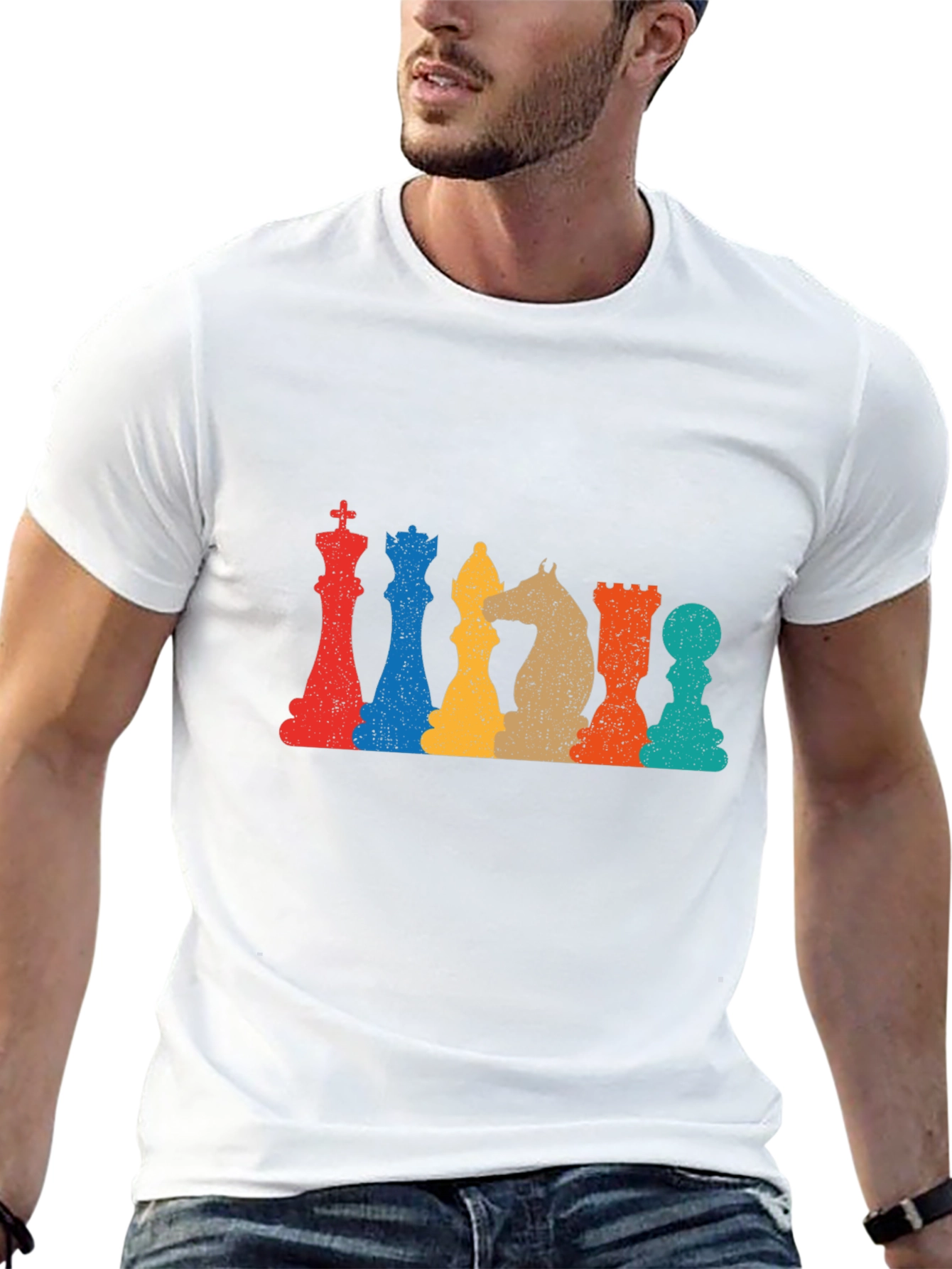 Black Retro Chess Piece Graphic T-Shirt view 13