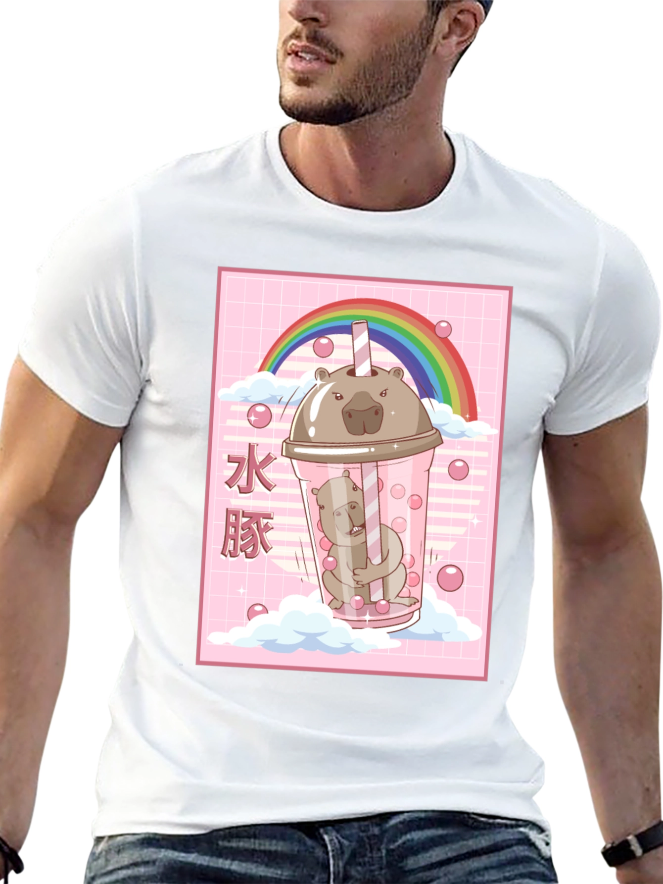 Kawaii Wombat Bubble Tea Black T-Shirt - 13