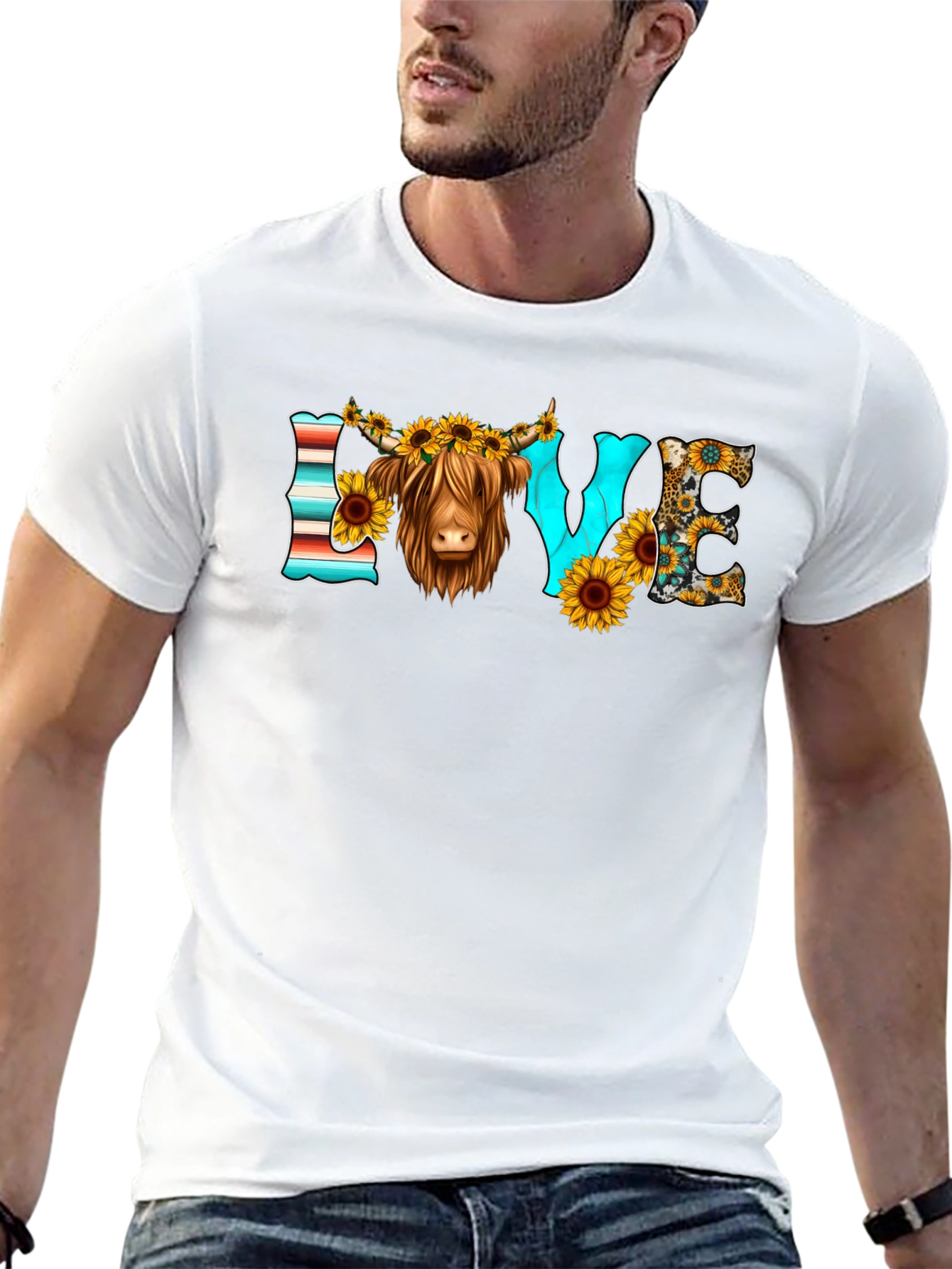 Black LOVE Highland Cow Graphic Tee view 13