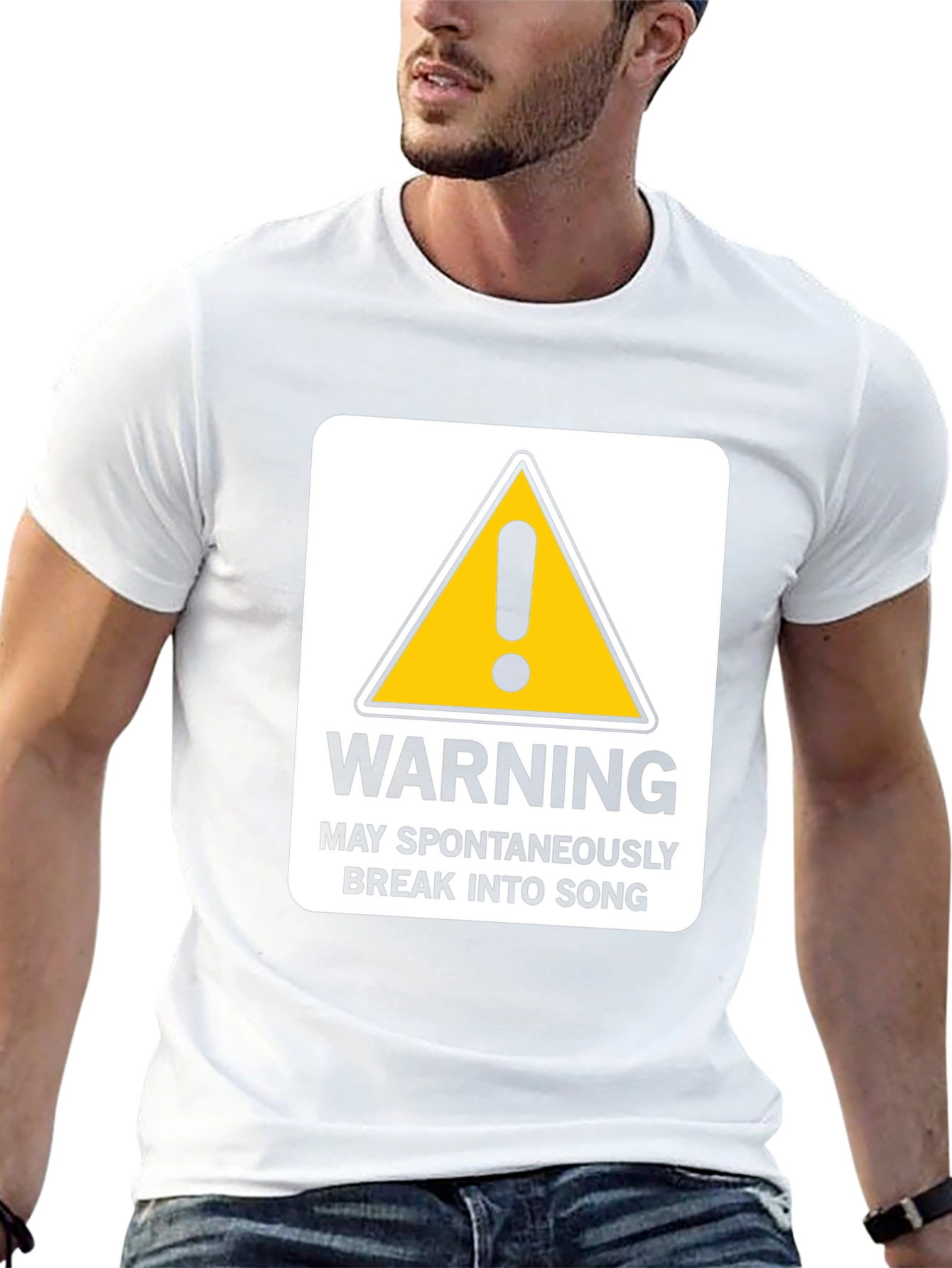 Black Warning May Spontaneously Break Into Song - Funny T-Shirt view 13