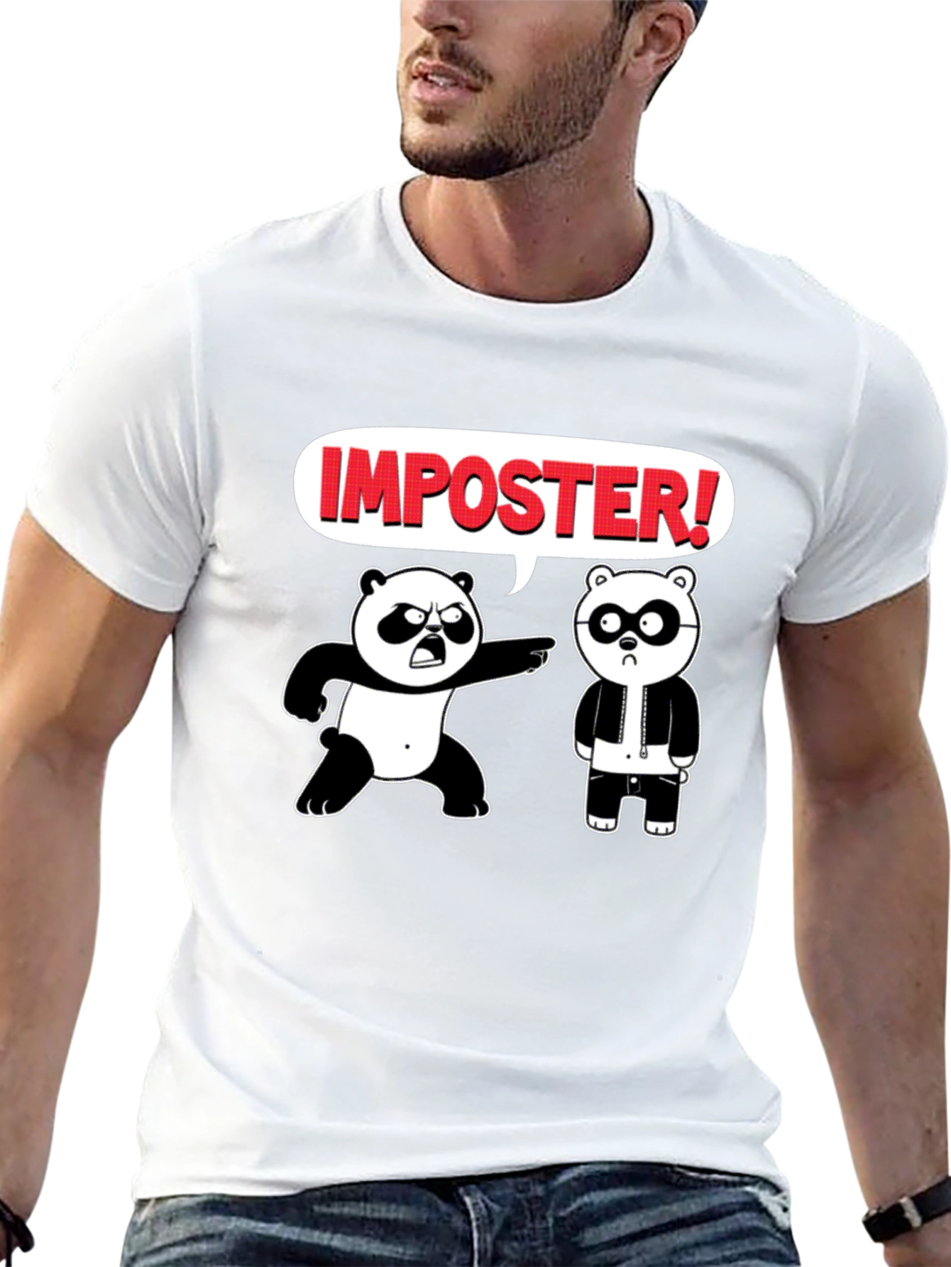 Black Imposter Panda Graphic T-Shirt - Black Cotton Tee view 13