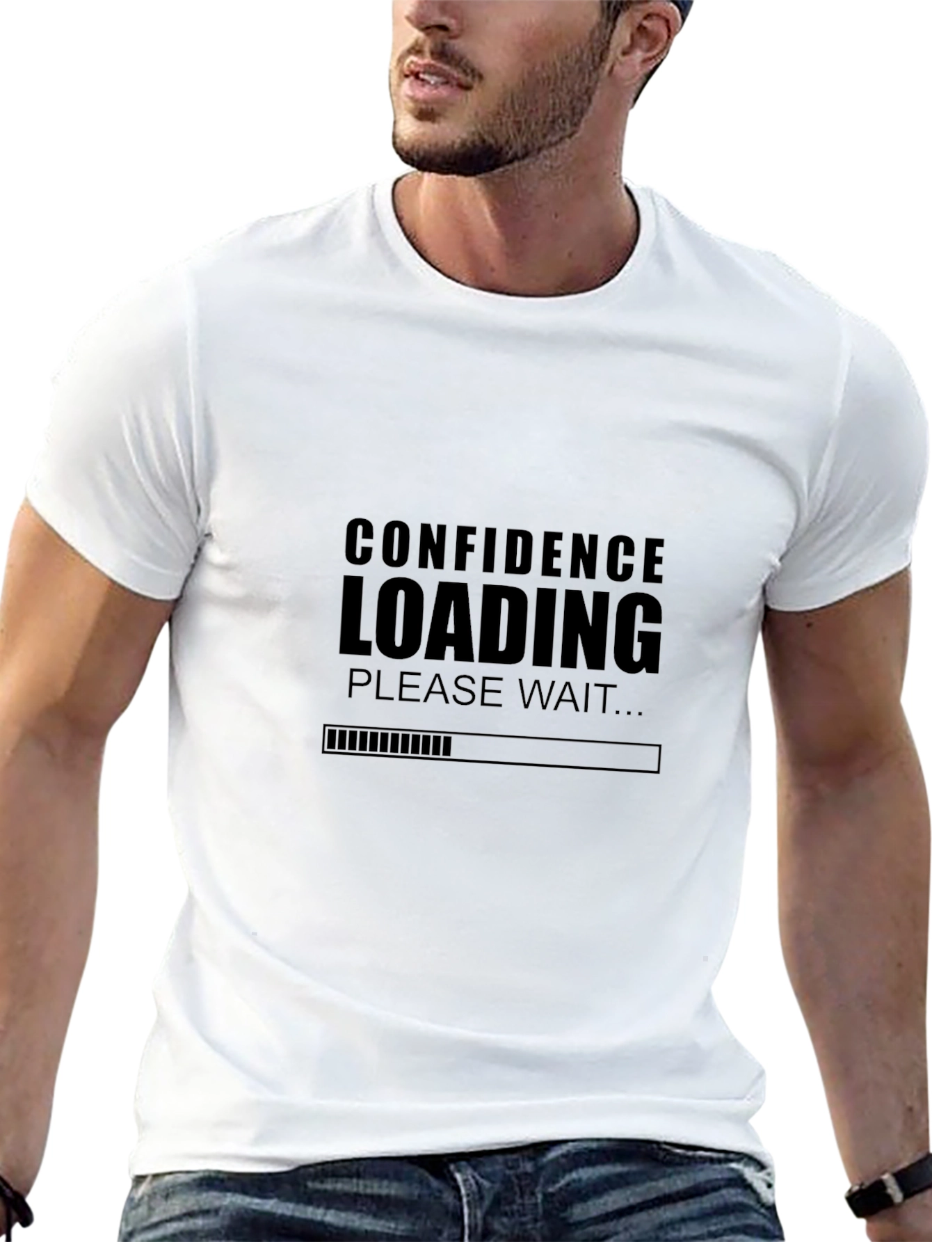 Black Confidence Loading T-Shirt - Funny Slogan Tee view 13