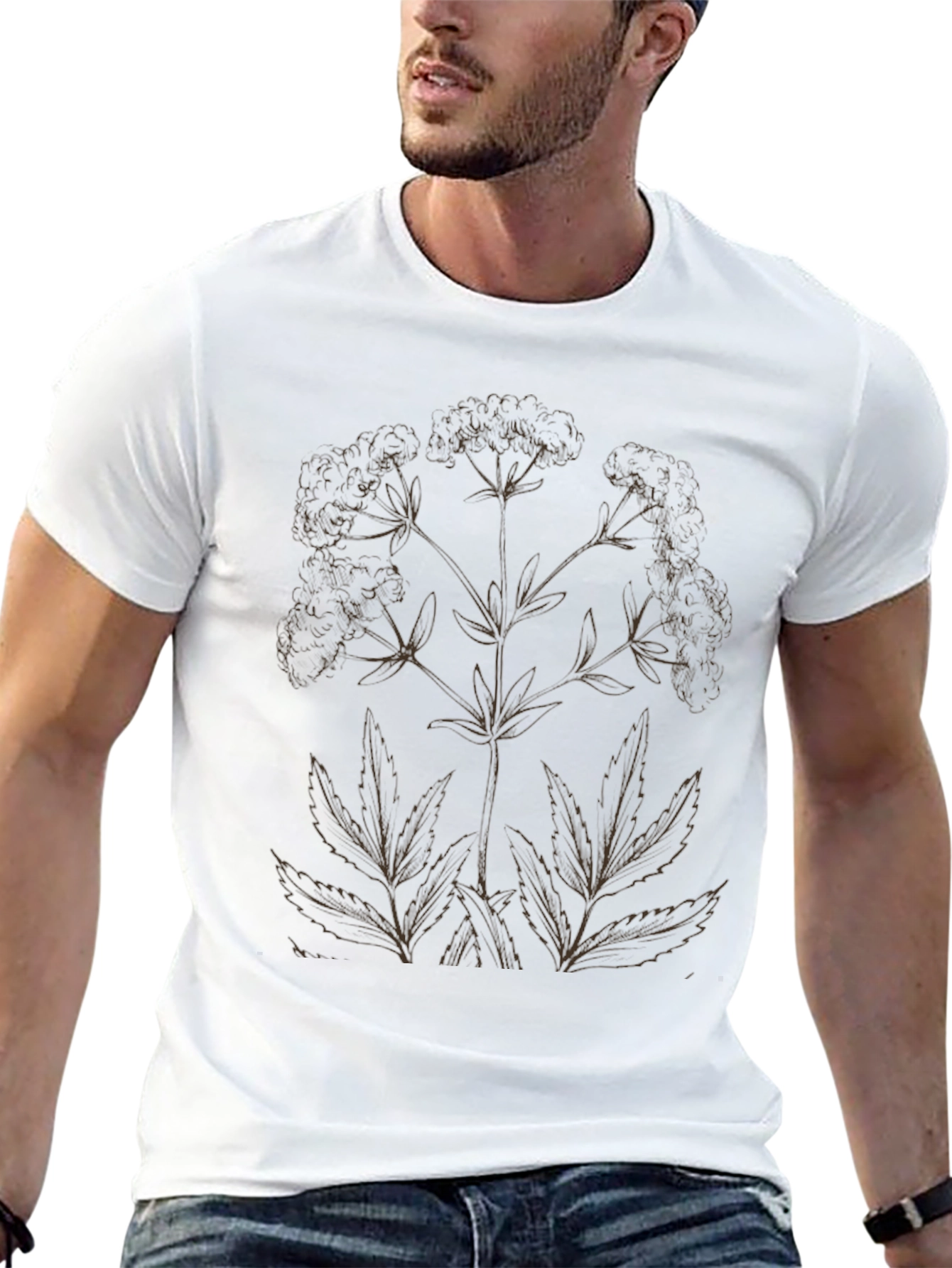 Black Botanical Print Black T-Shirt view 13