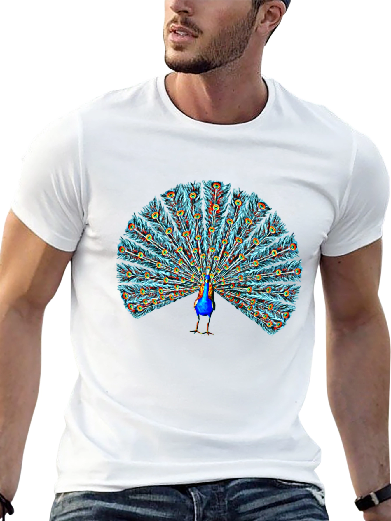 Black Peacock Graphic T-Shirt - Stylish Bird Design - 13