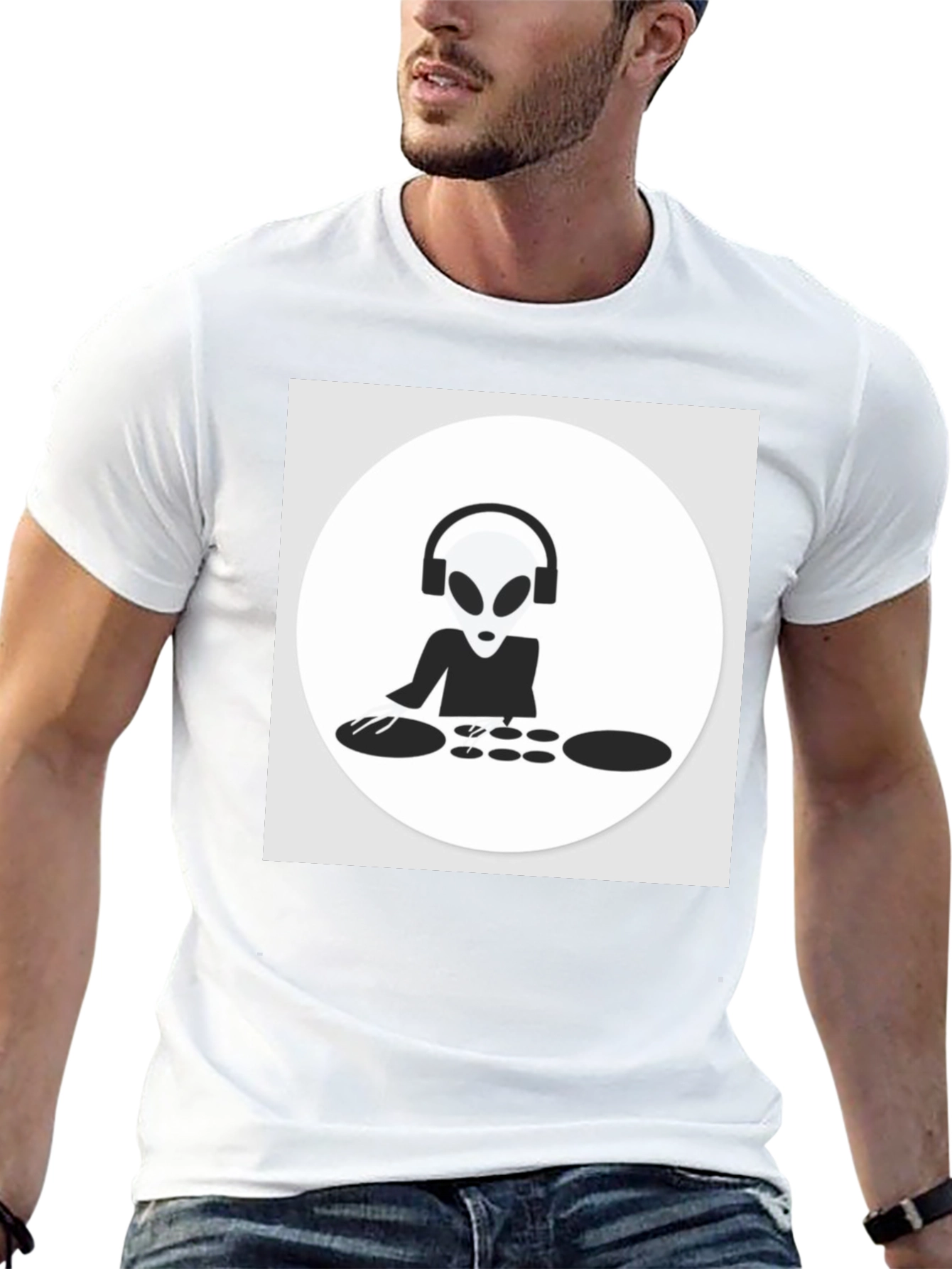 Black DJ Alien T-Shirt - Black Cotton Graphic Tee view 13