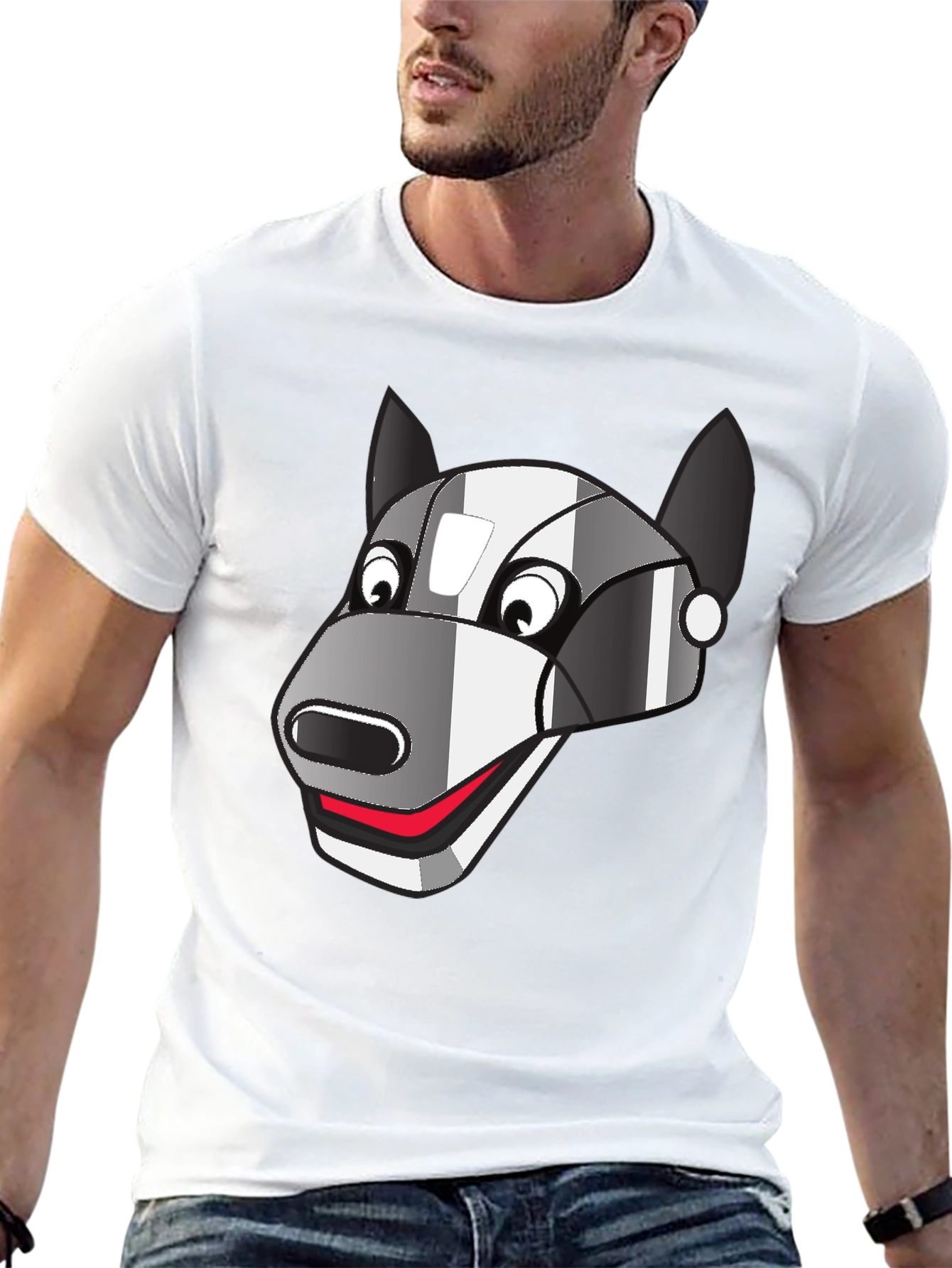 Black Robot Dog Graphic Tee - Black Cotton Blend view 13