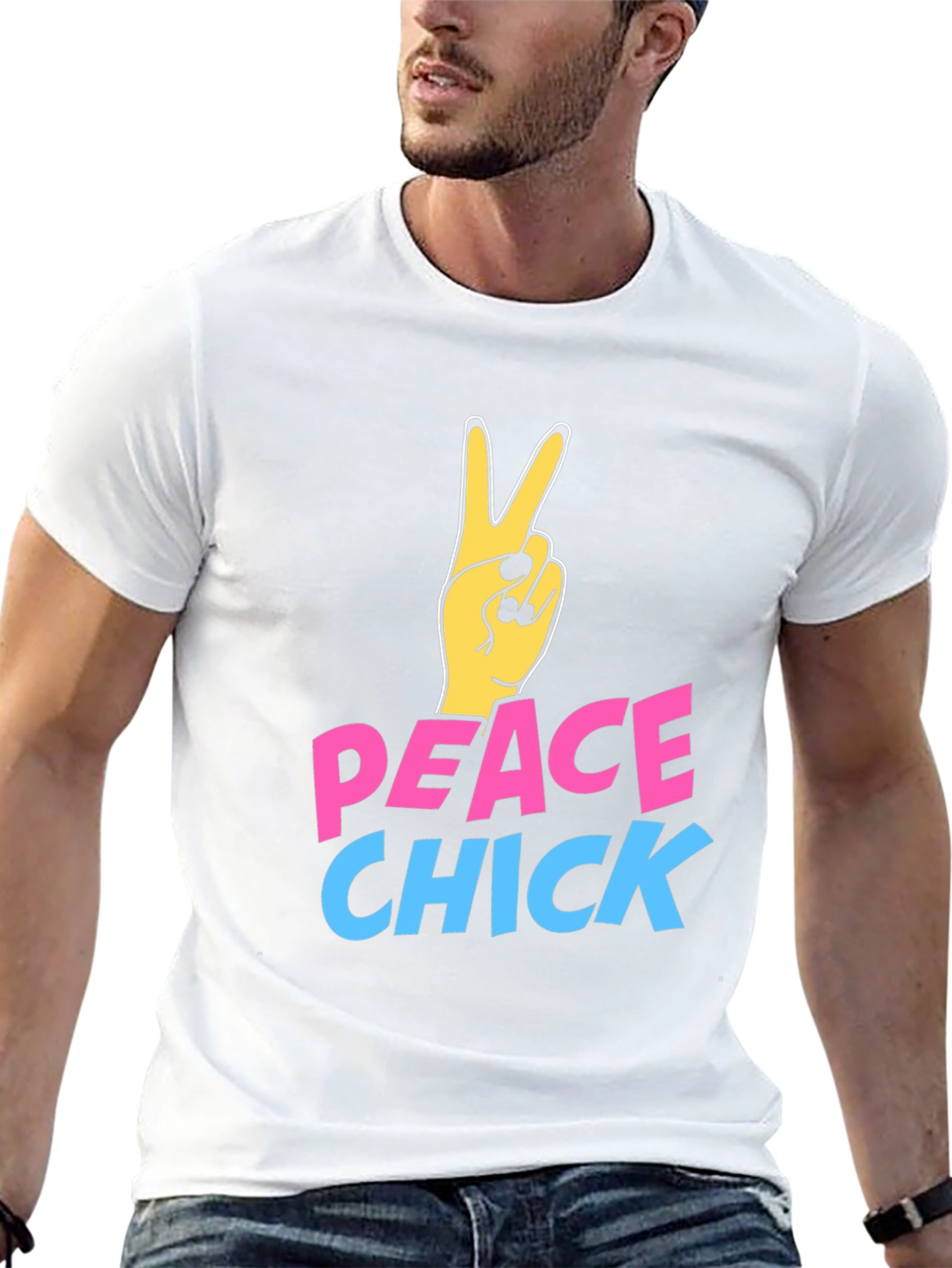 Black Peace Chick Graphic Tee - Black Cotton T-Shirt view 13