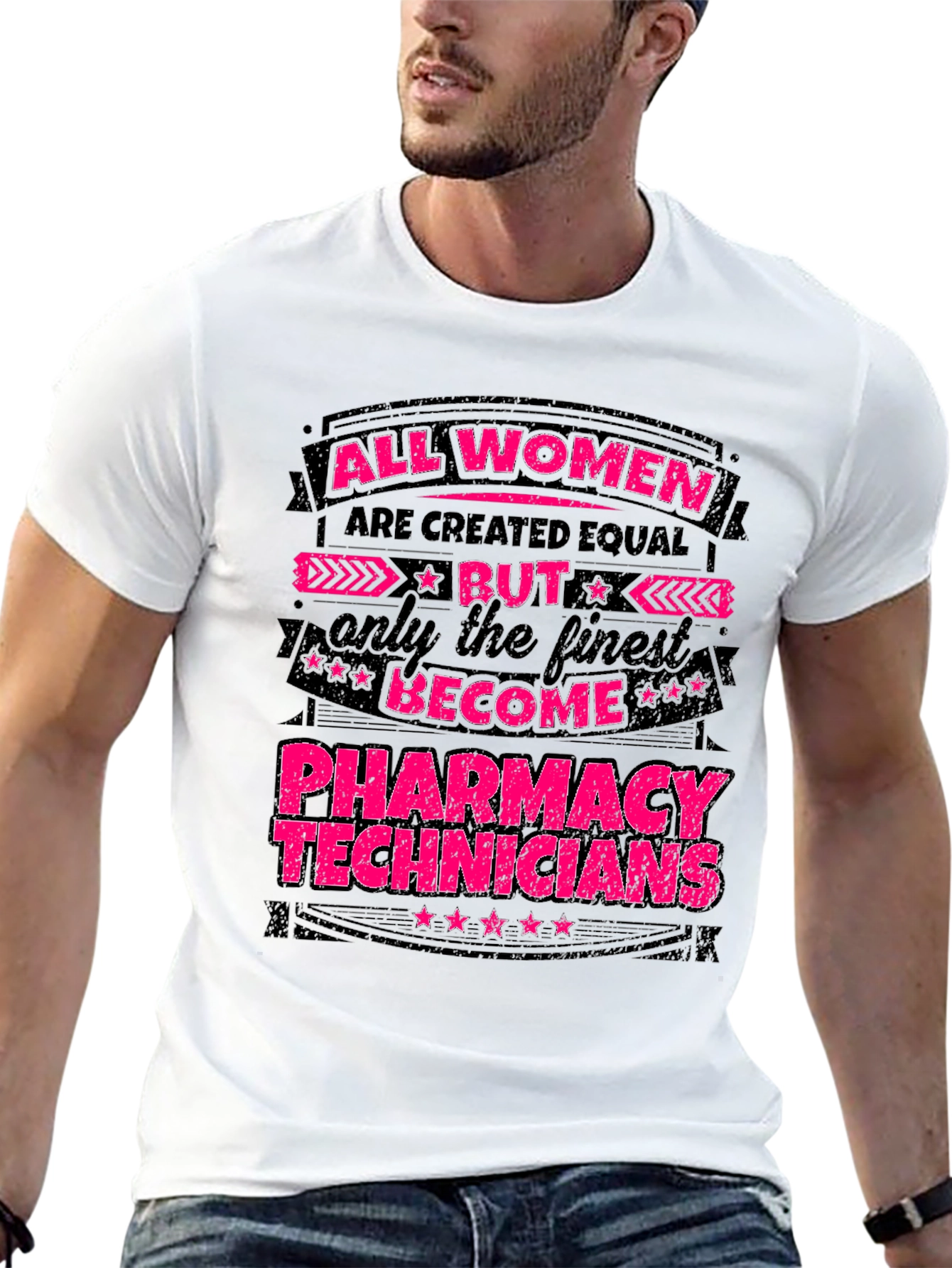 Black All Women Pharmacy Tech T-Shirt - Black Cotton Blend view 13