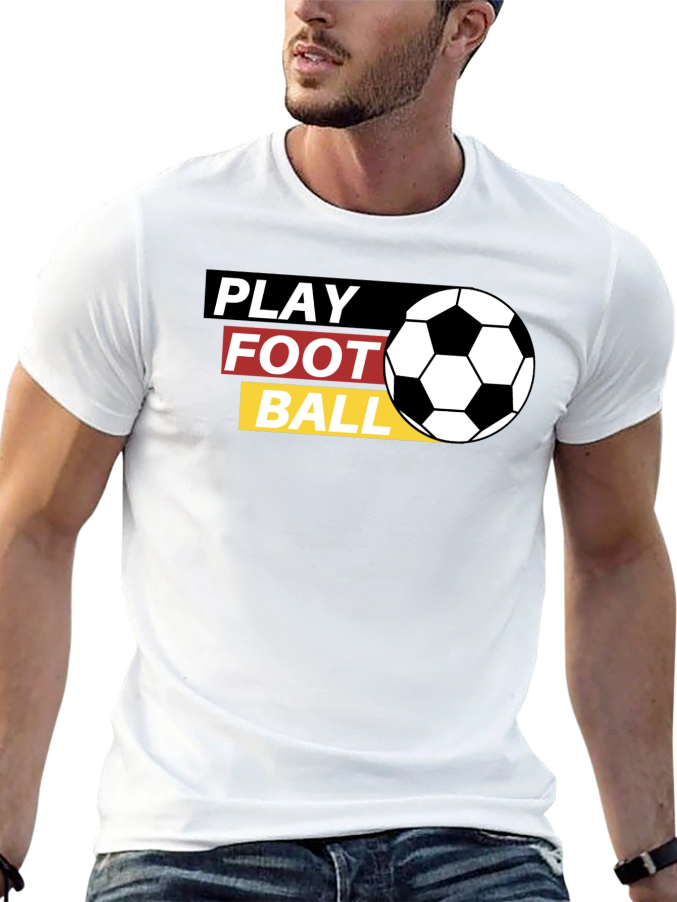 Black Play Football Graphic Tee - Black Cotton T-Shirt view 13