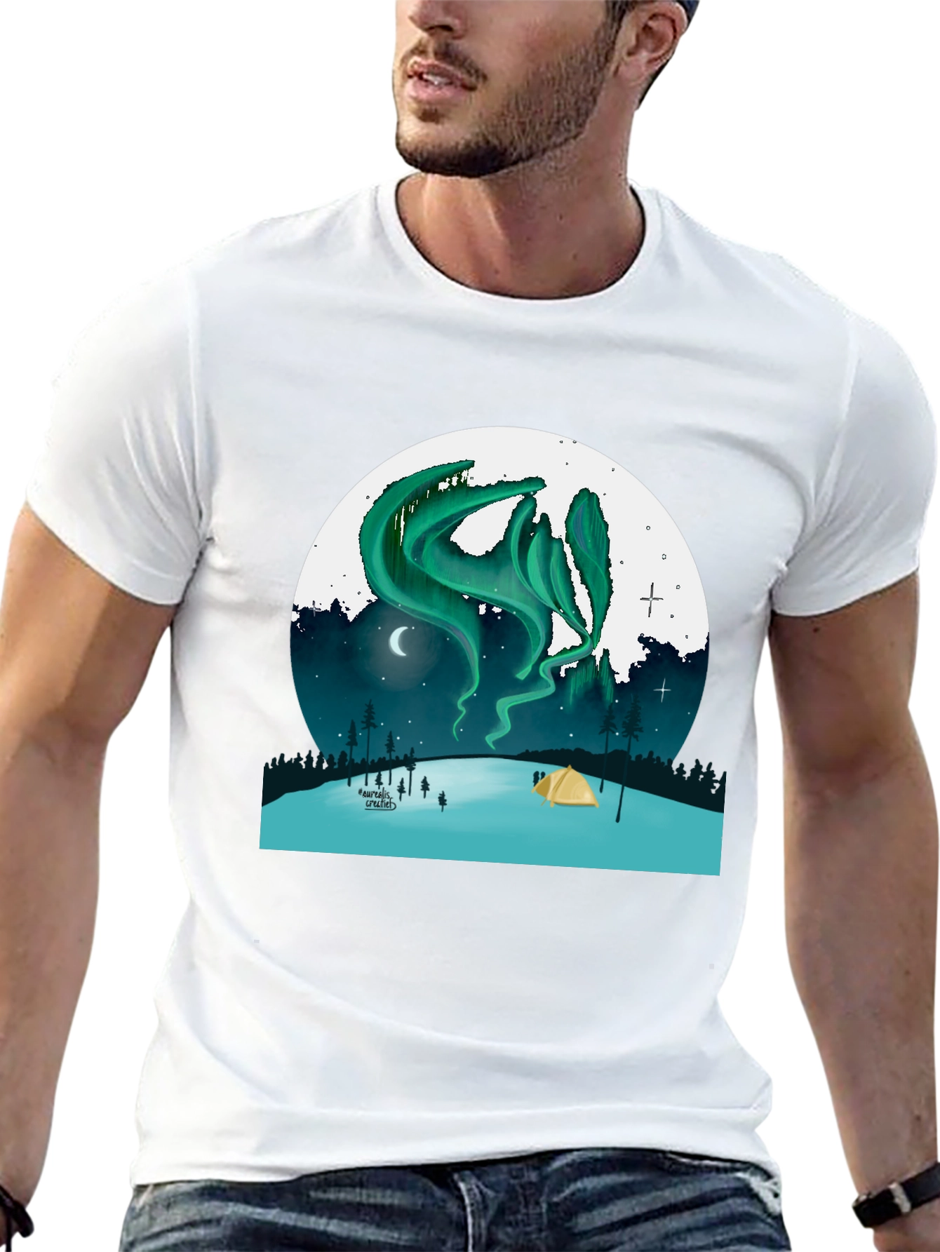 Black Aurora Camping T-Shirt - Northern Lights Adventure Tee view 13