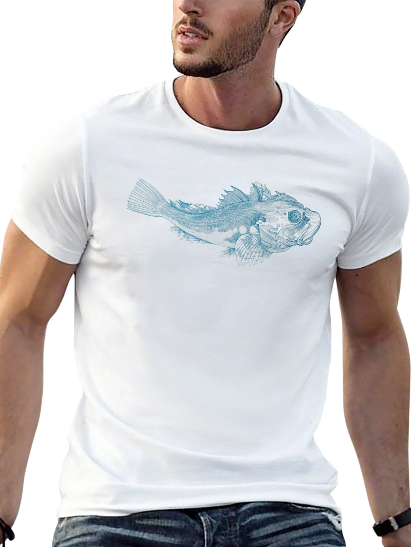 Black Cool Fish Graphic T-Shirt - Black Cotton Tee view 13