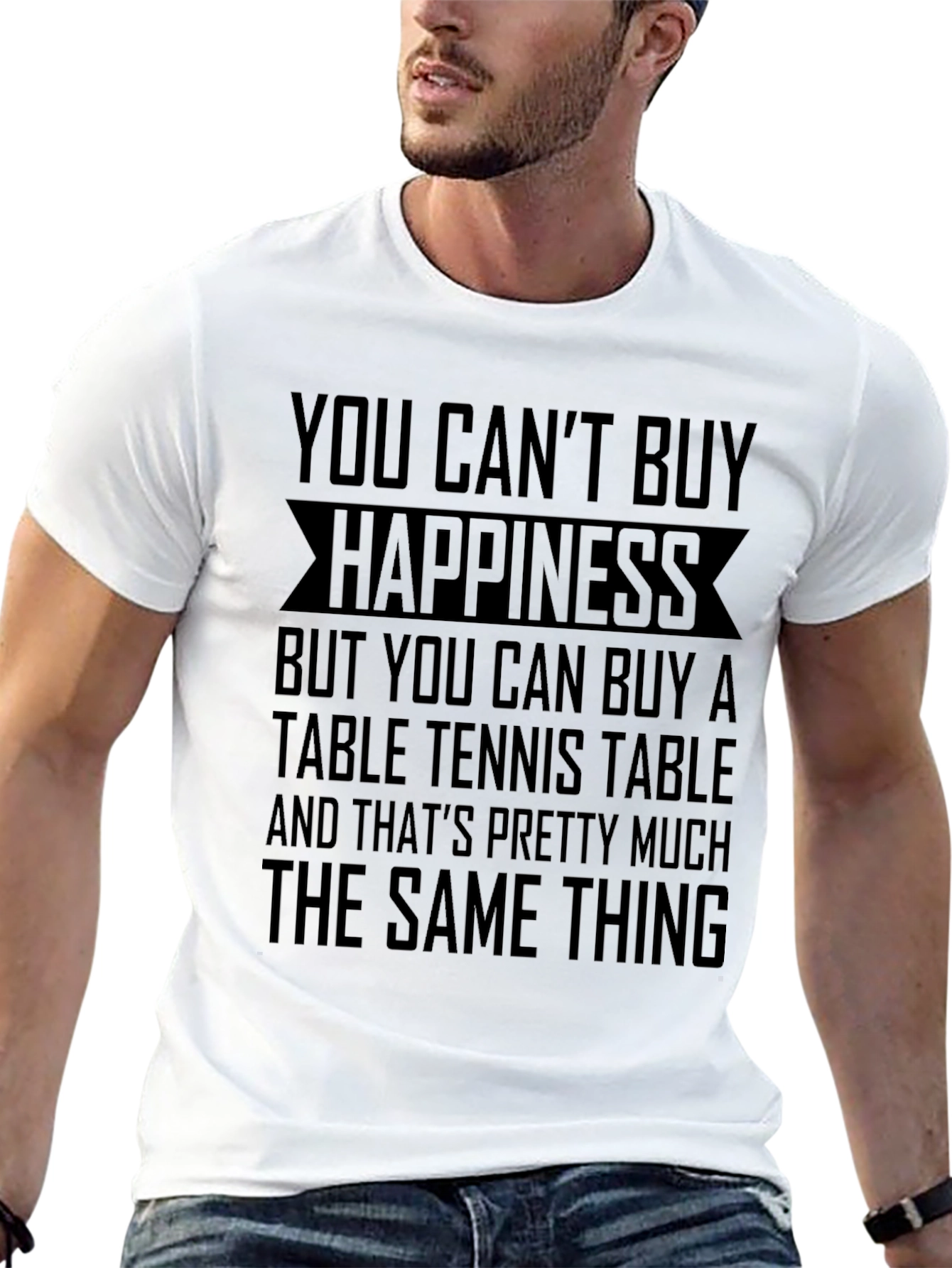 Black Funny Table Tennis T-Shirt - Buy Happiness view 13
