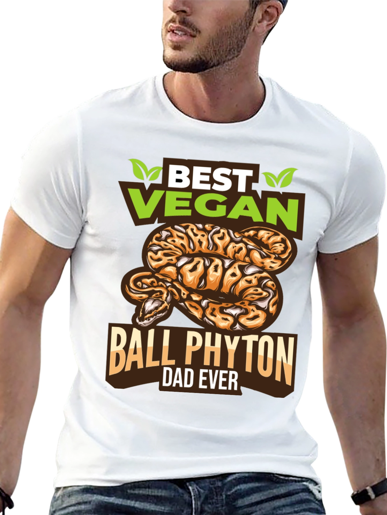Black Vegan Ball Python Dad T-Shirt - Unique Snake Lover Gift view 13