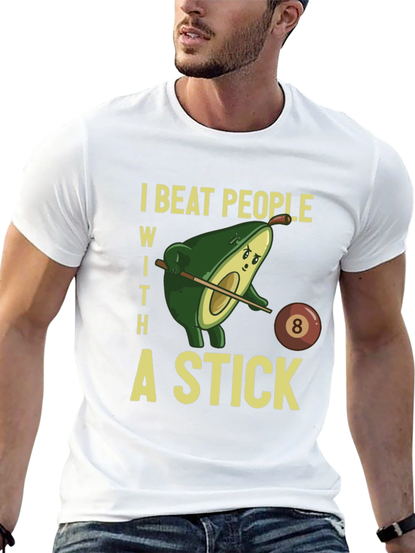 Black Funny Avocado Billiards T-Shirt view 13