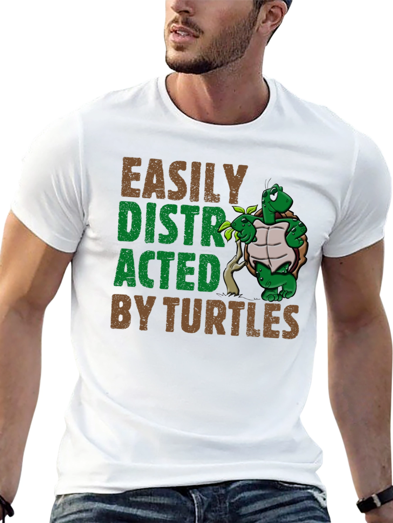 Black Easily Distracted By Turtles Graphic T-Shirt view 13