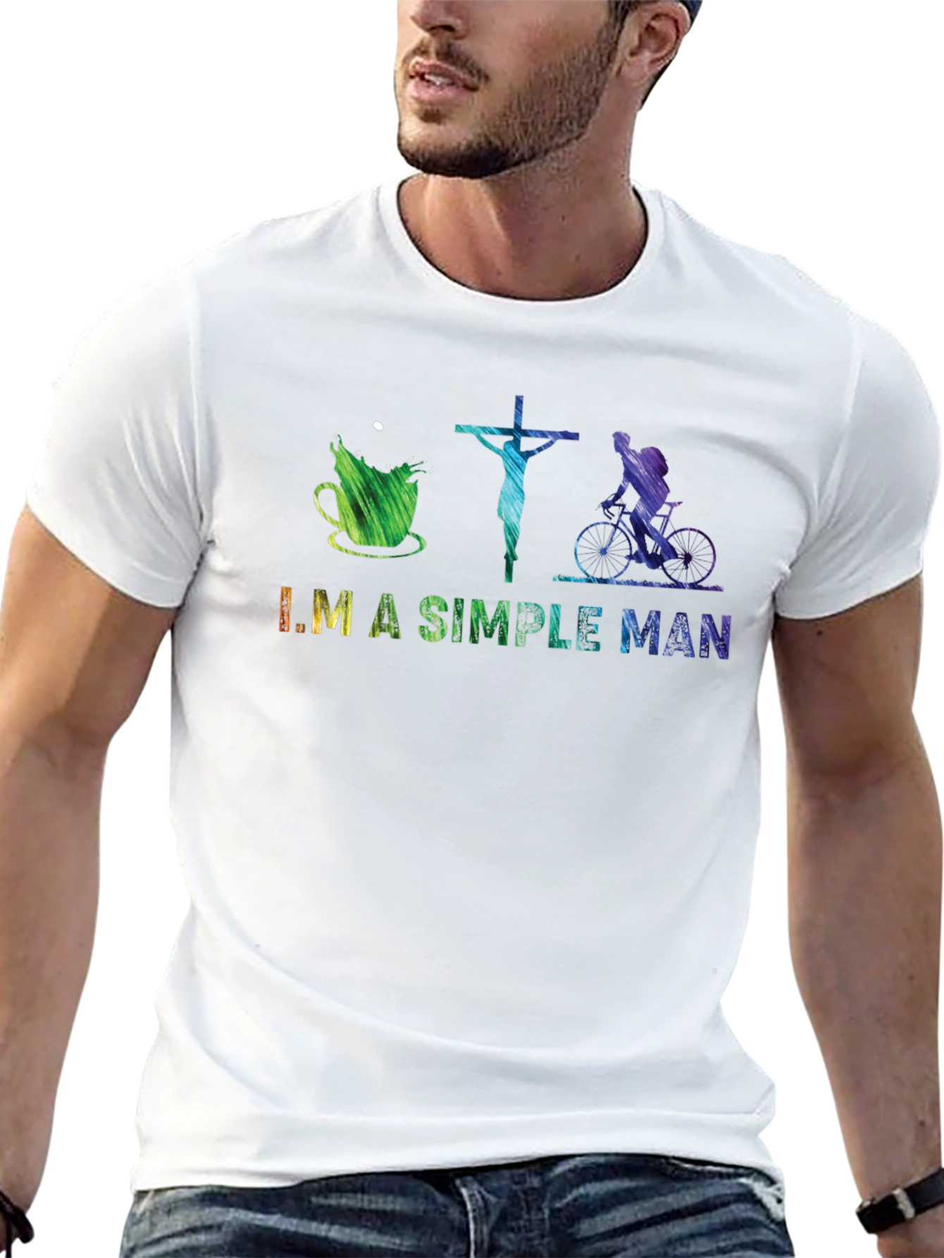 Black I'm A Simple Man T-Shirt: Coffee, Jesus, Biking view 13
