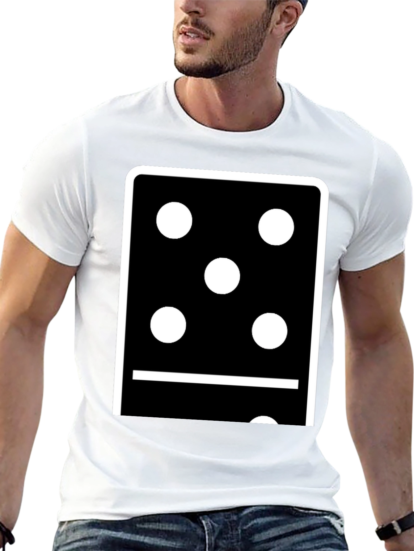 Black Domino Five-One T-Shirt - Black Cotton Graphic Tee view 13