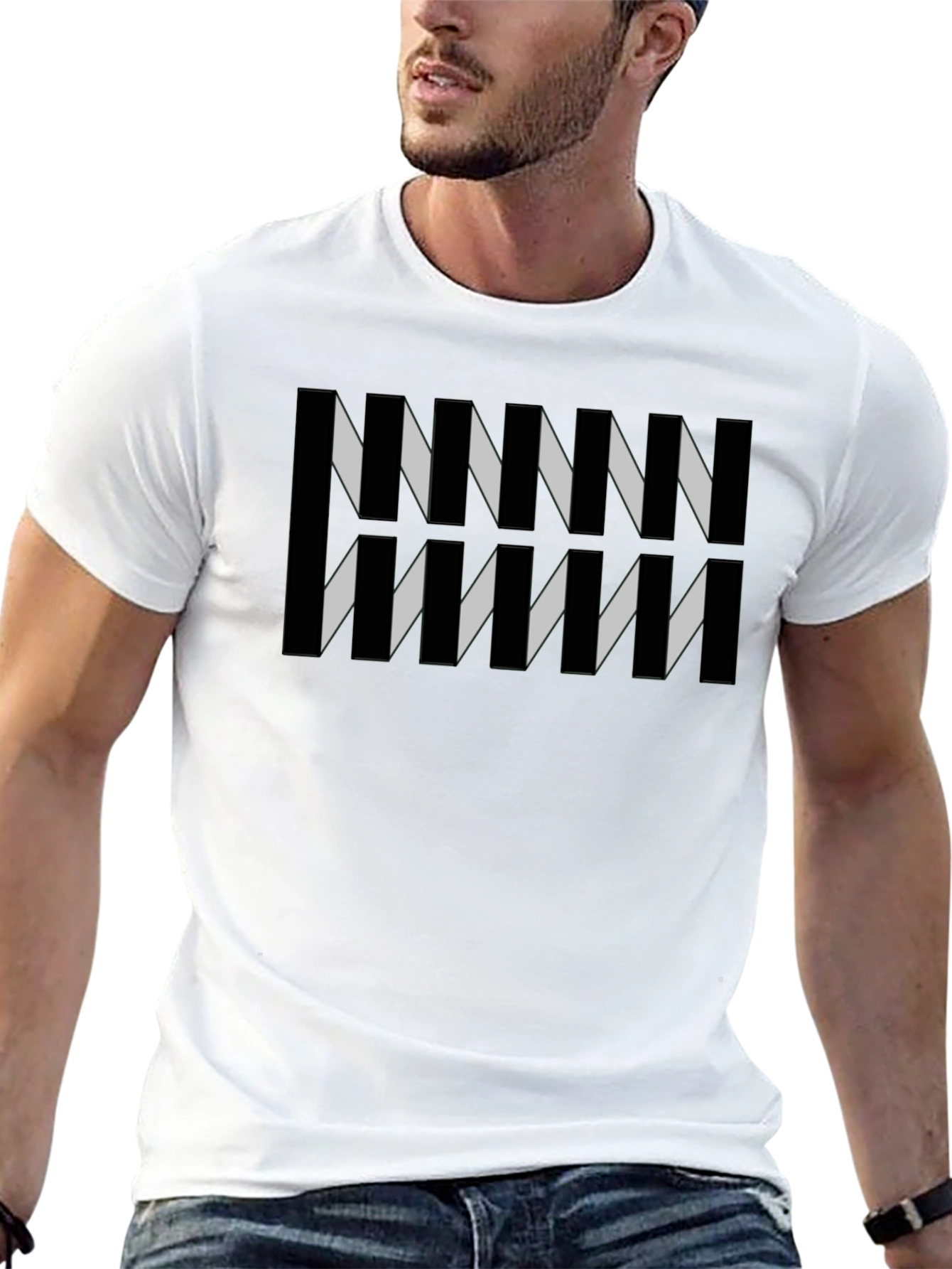 Black Abstract Geometric Pattern Black Tee view 13