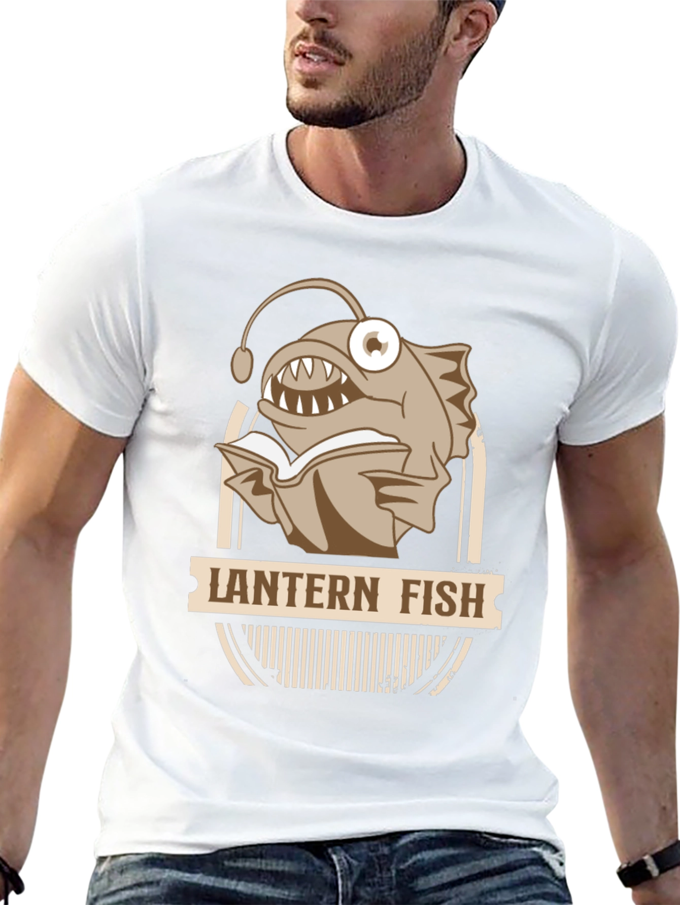 Black Lantern Fish Reading Book T-Shirt view 13